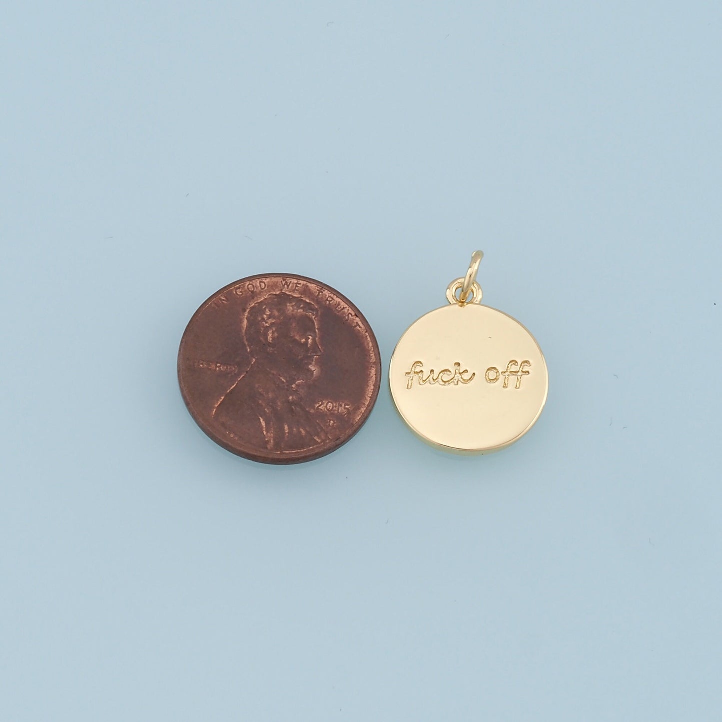 Gold letter Charms,18K Gold Fille Fuck off Pendant,Fuck off Charm Bracelet Necklace for DIY Jewelry Making Supply