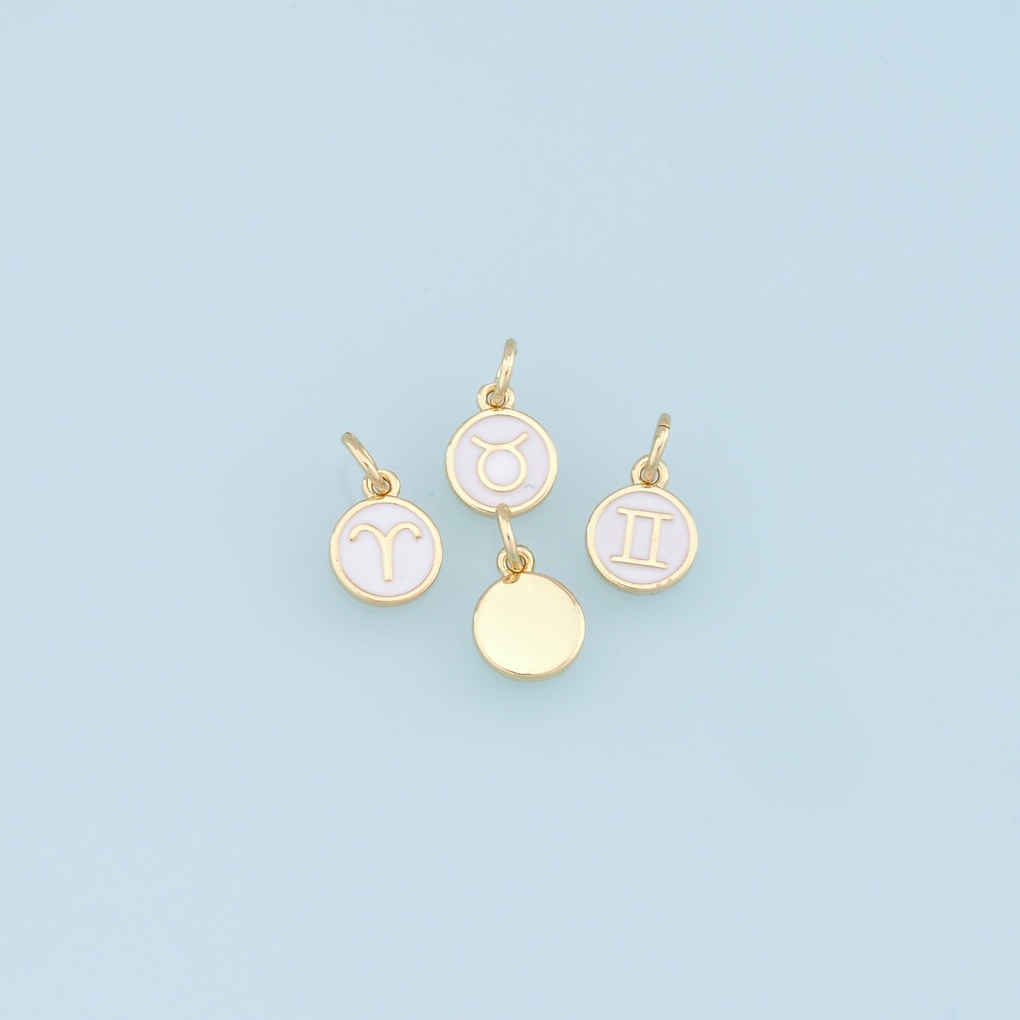 18K Gold Filled Enamel Zodiac Constellation Charms,Zodiac Symbol,White Horoscope Charm,Gold Astrological Zodiac Sign Minimalist Jewelry