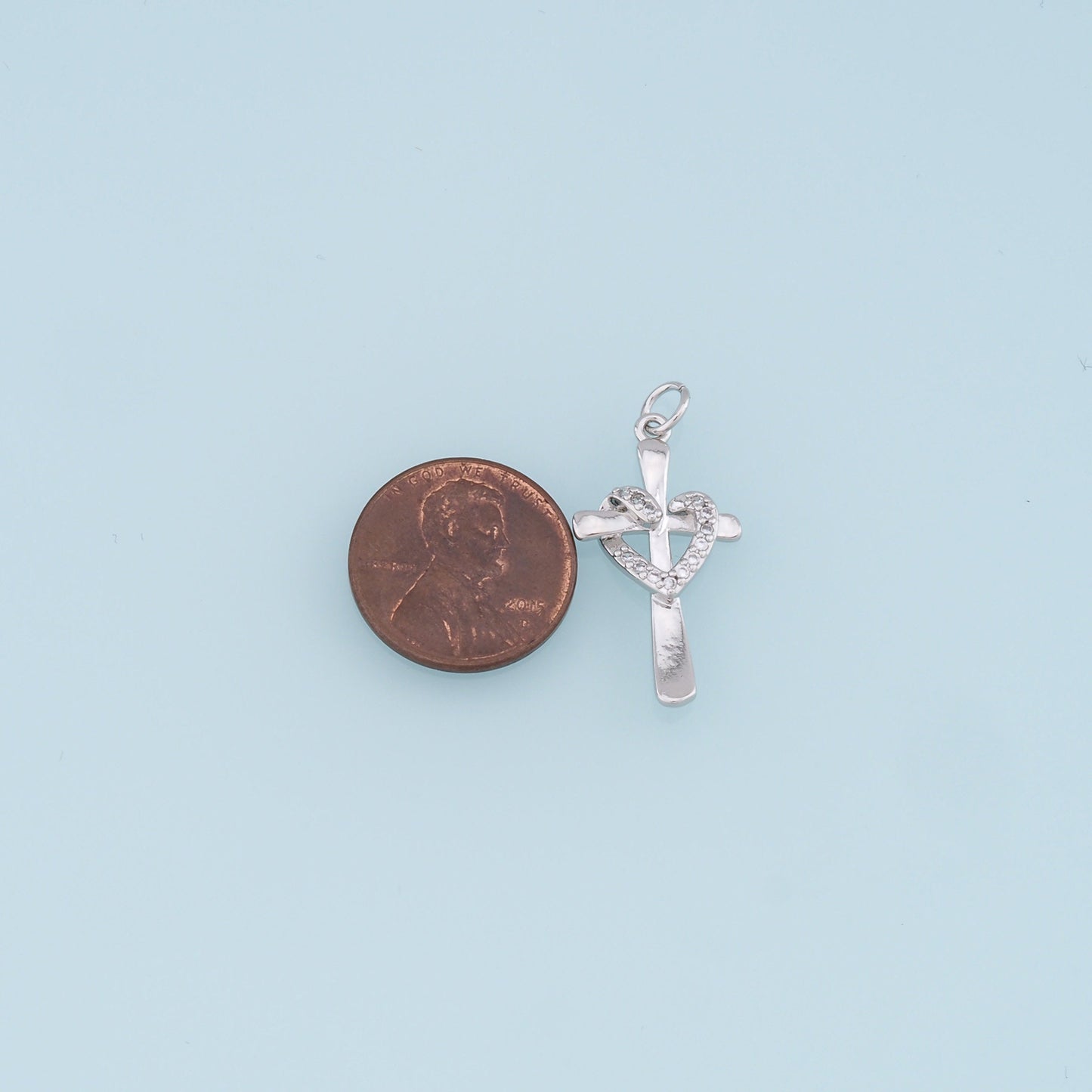 Gold Heart Cross Charms,18K Gold Filled Heart Pendant,CZ Cross Charm Bracelet Necklace for DIY Jewelry Making Supply