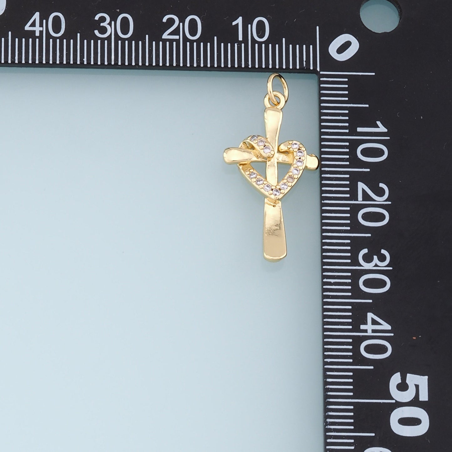 Gold Heart Cross Charms,18K Gold Filled Heart Pendant,CZ Cross Charm Bracelet Necklace for DIY Jewelry Making Supply