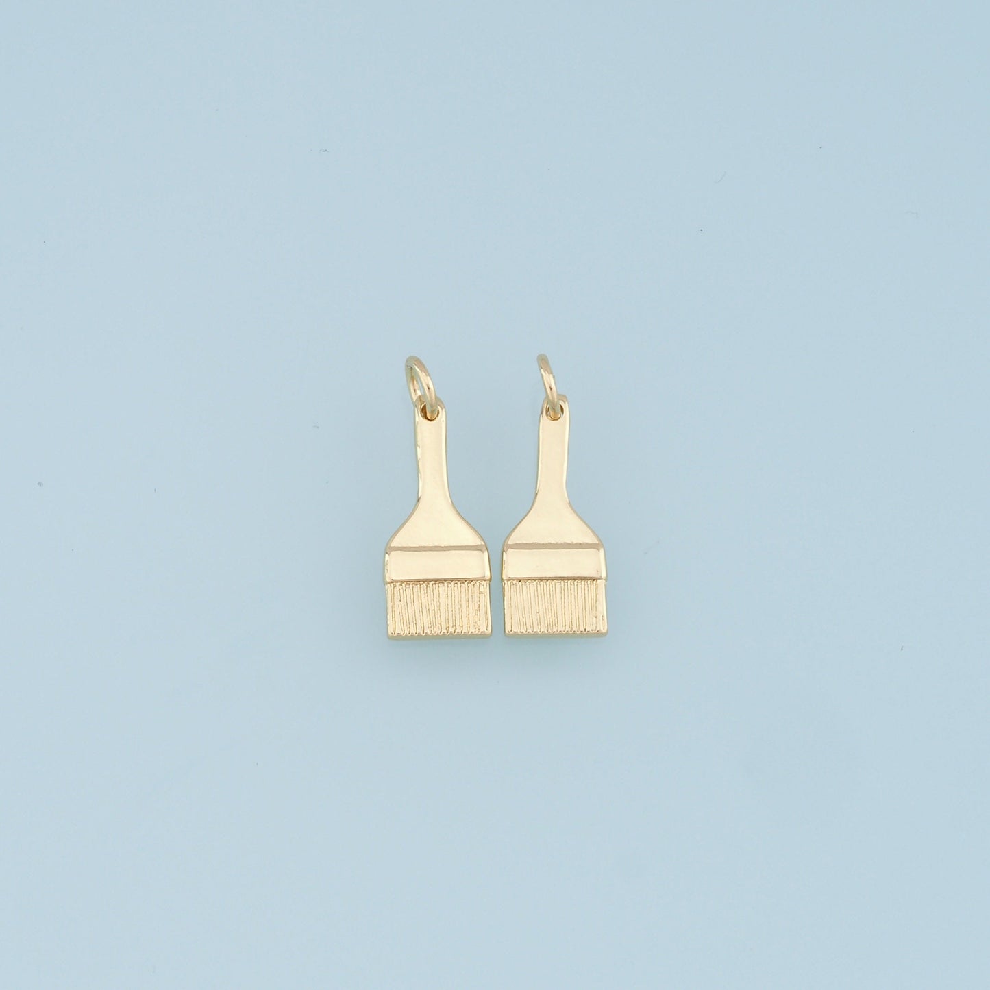 Gold Brush Charms,18K Gold Filled Brush Pendant,Brush Charm Bracelet Necklace for DIY Jewelry Making Supply