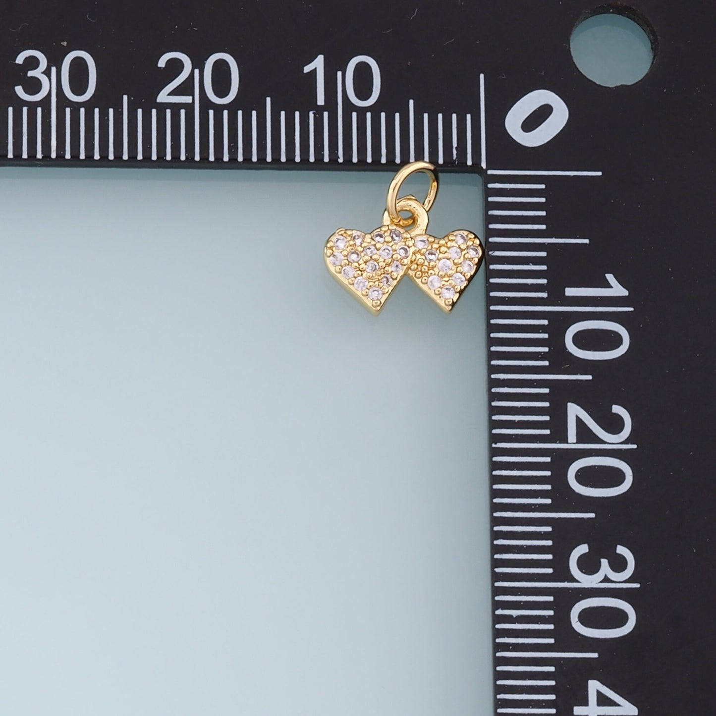 Gold Double Heart Charms,18K Gold Filled Heart Pendant,CZ Micro Pave Heart Charm Bracelet Necklace for DIY Jewelry Making Supply