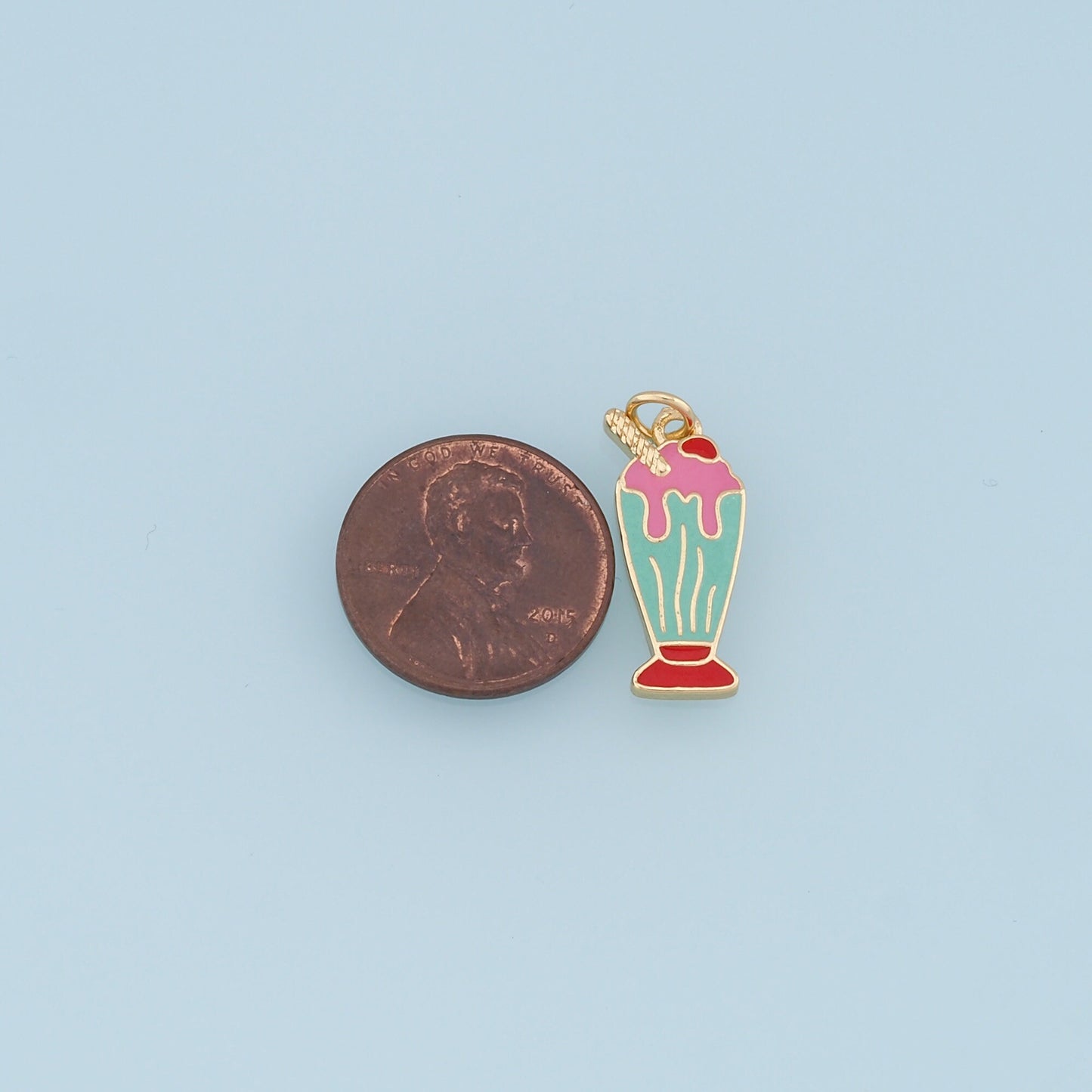 Ice Cream Charms,18K Gold Filled Enamel Ice Cream Pendant,Cute Ice Cream Cup Charm Bracelet Necklace for DIY Jewelry Making Supply