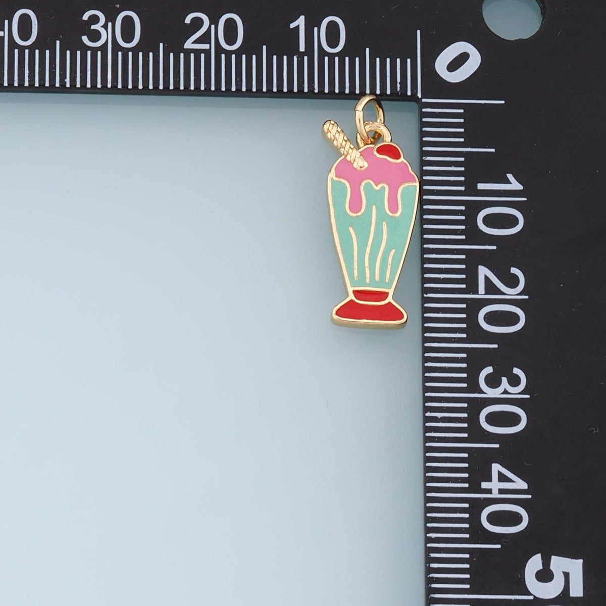 Ice Cream Charms,18K Gold Filled Enamel Ice Cream Pendant,Cute Ice Cream Cup Charm Bracelet Necklace for DIY Jewelry Making S