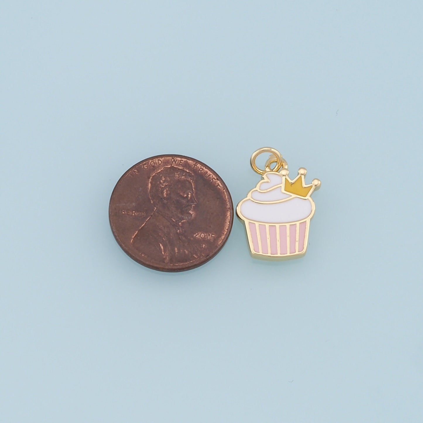 Gold Cake Charms,18K Gold Filled Enamel Cake Pendant,Cute Cake Charm Bracelet Necklace for DIY Jewelry Making Supply