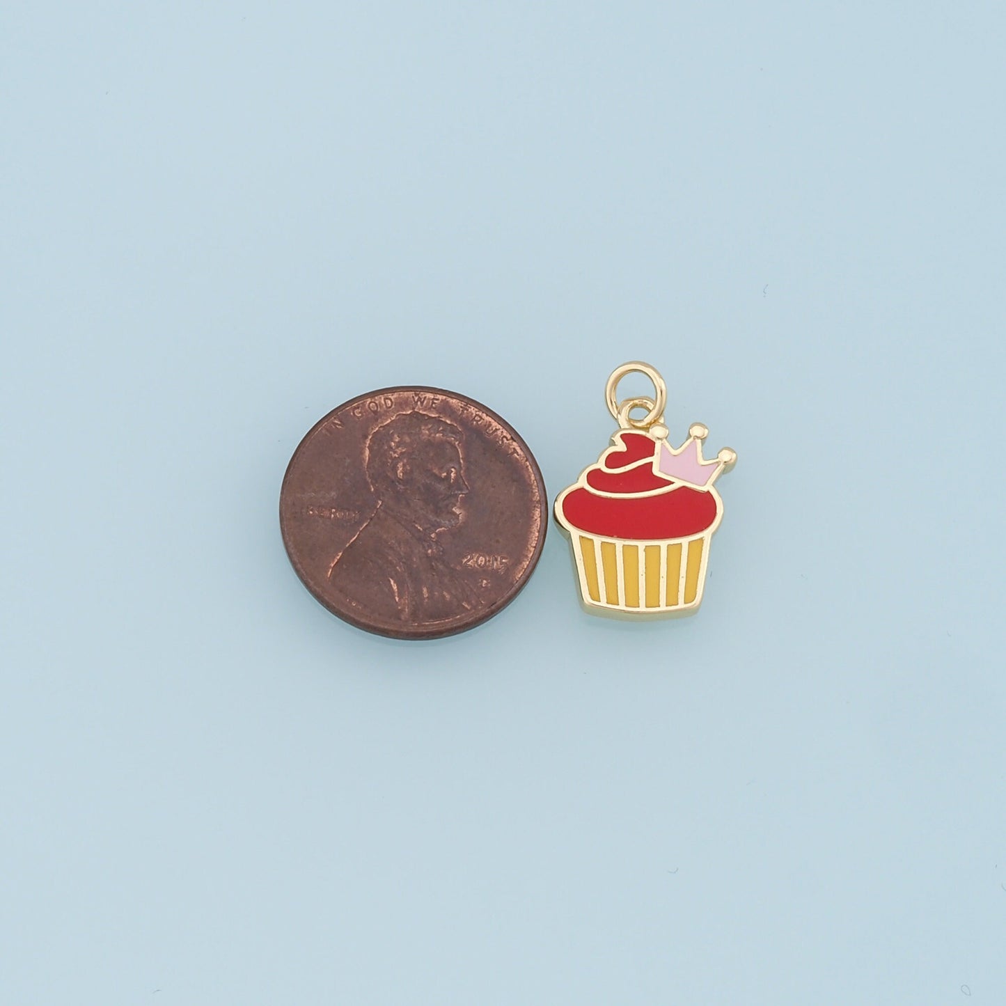 Gold Cake Charms,18K Gold Filled Enamel Cake Pendant,Cute Cake Charm Bracelet Necklace for DIY Jewelry Making Supply