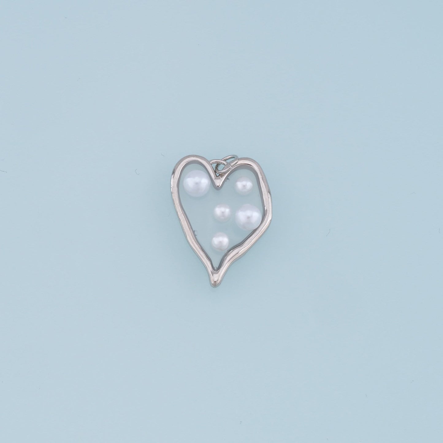 Gold Heart Pearl Charms,18K Gold Filled Clear Enamel Heart Pendant,Heart Love Charm Bracelet Necklace for DIY Jewelry Making Supply