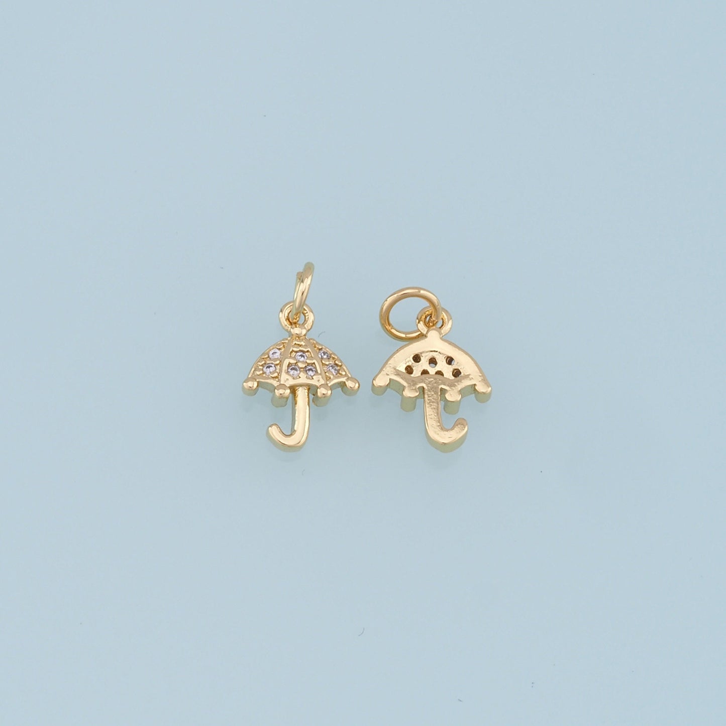 Gold Umbrella Charms,18K Gold Filled Umbrella Pendant,CZ Micro Pave Umbrella Charm Bracelet Necklace for DIY Jewelry Making Supply