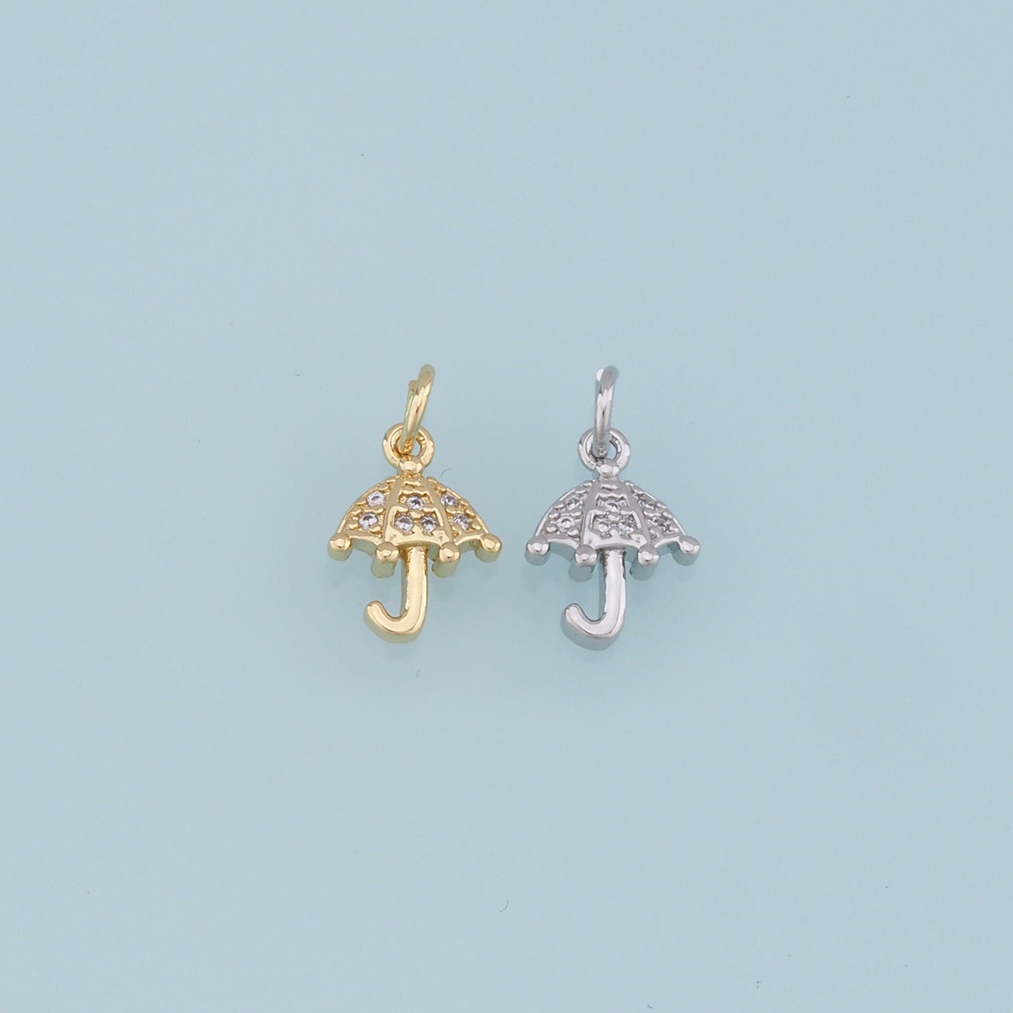 Gold Umbrella Charms,18K Gold Filled Umbrella Pendant,CZ Micro Pave Umbrella Charm Bracelet Necklace for DIY Jewelry Making Supply