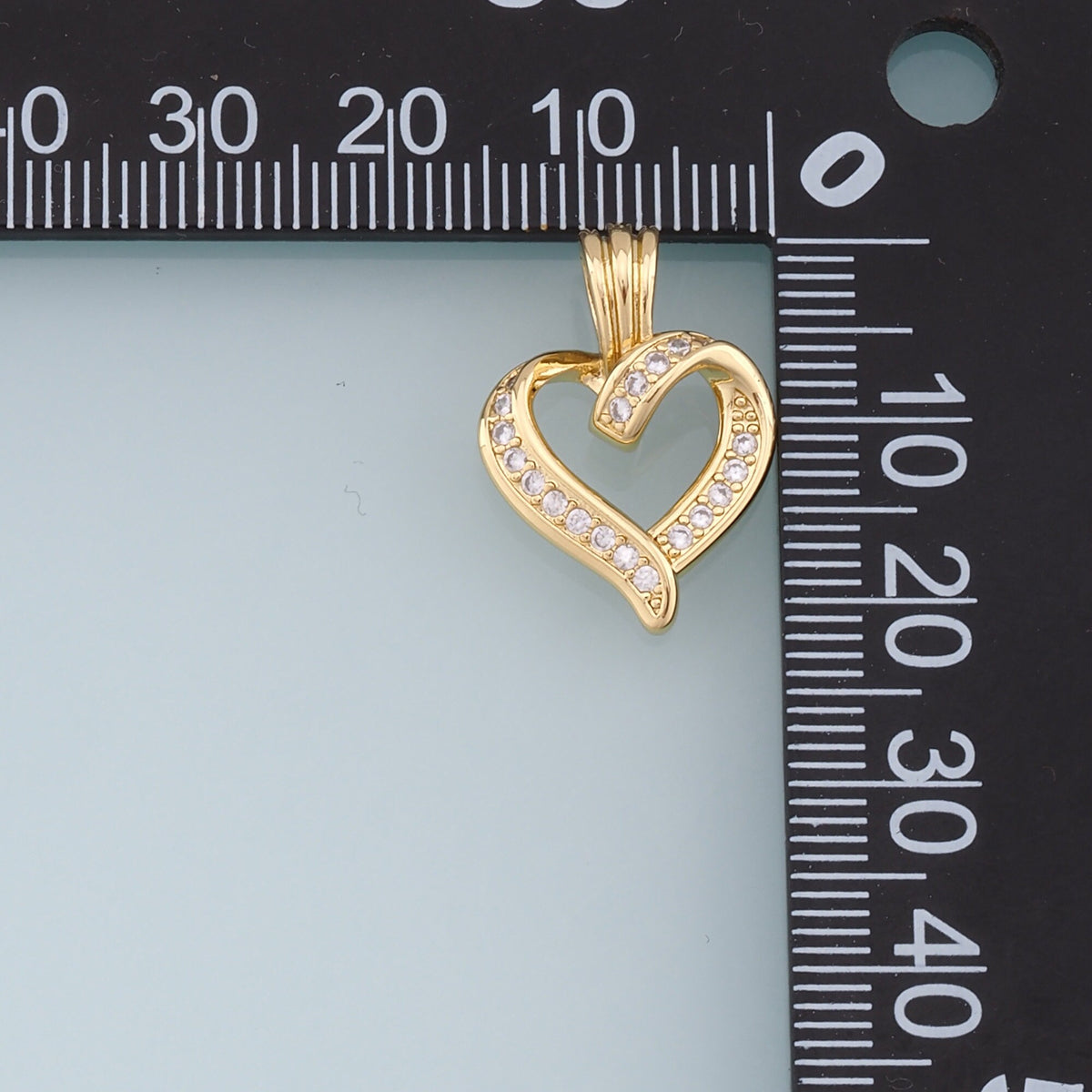 18K Gold Filled Heart CZ Charm Pendant for Jewelry Making