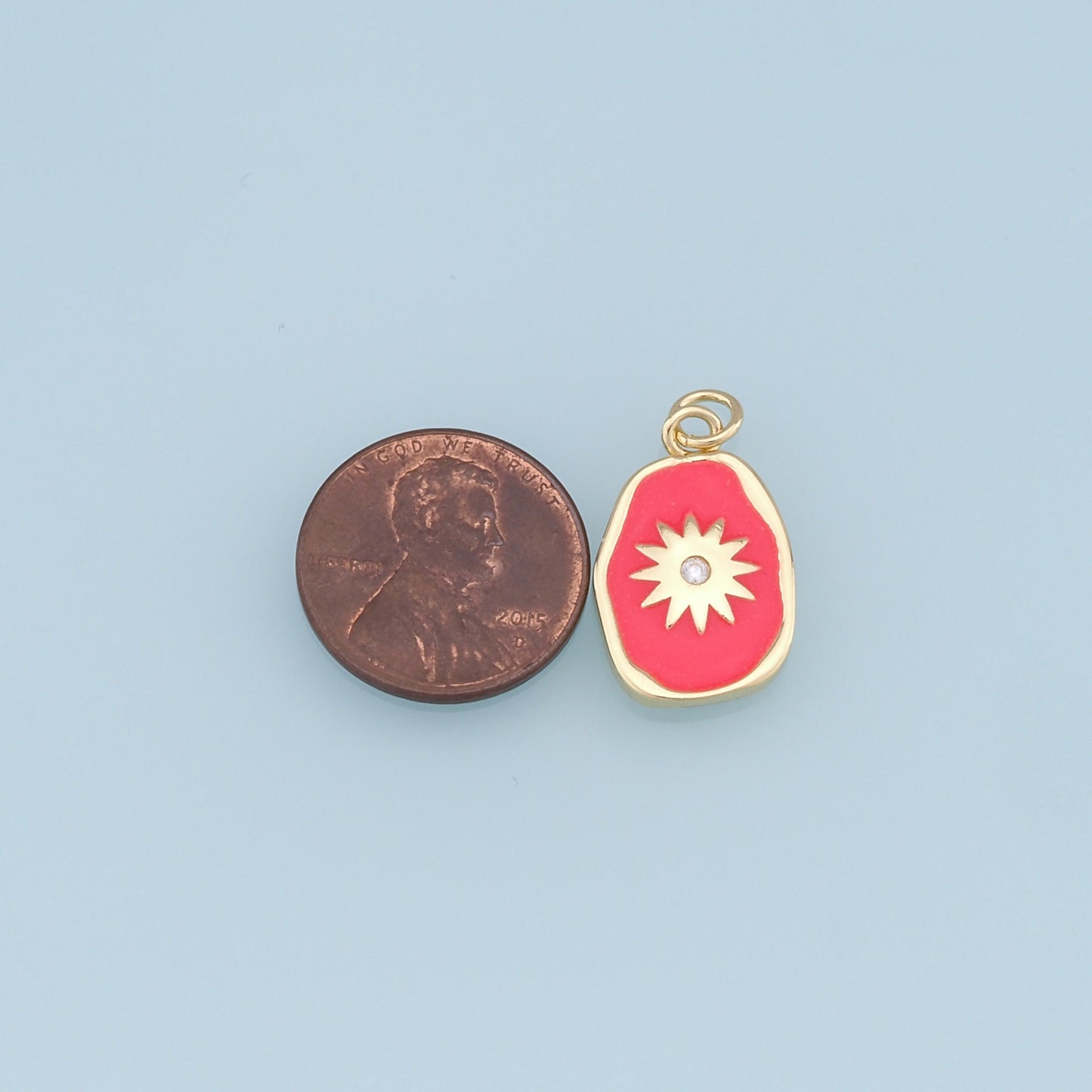 Gold Star Charms,18K Gold Filled Enamel Starburst Pendant,North Star Charm Bracelet Necklace for DIY Jewelry Making Supply
