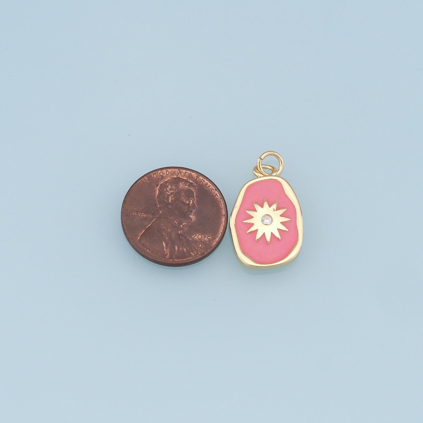Gold Star Charms,18K Gold Filled Enamel Starburst Pendant,North Star Charm Bracelet Necklace for DIY Jewelry Making Supply