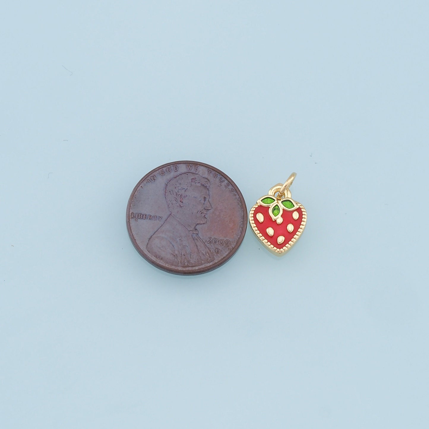Gold Strawberry Charms,18K Gold Filled StrawberryPendant,Fruit Charm Bracelet Necklace for DIY Jewelry Making Supply