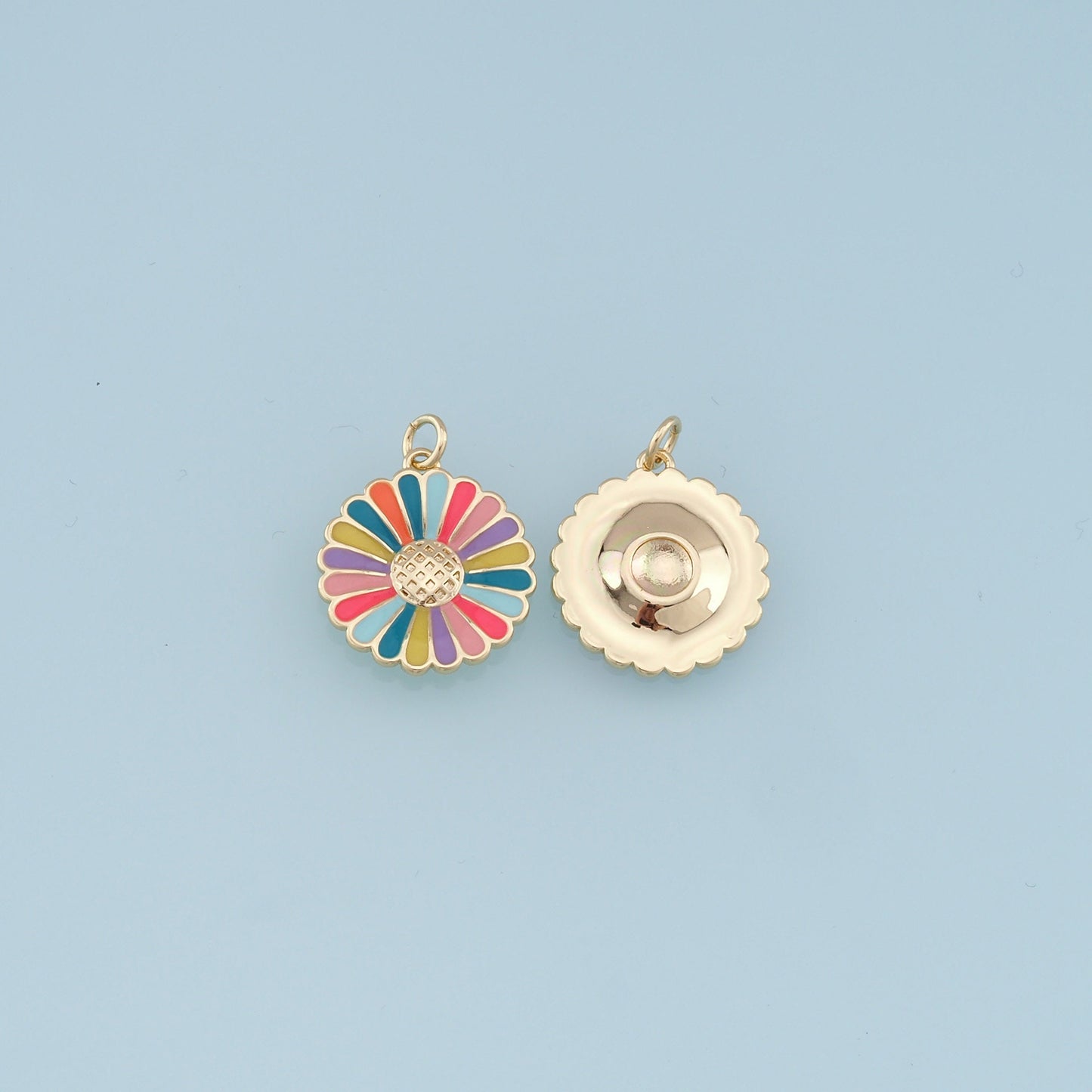 Gold Daisy Charms,18K Gold Filled Enamel Daisy Pendant,Color Daisy Charm Bracelet Necklace for DIY Jewelry Making Supply