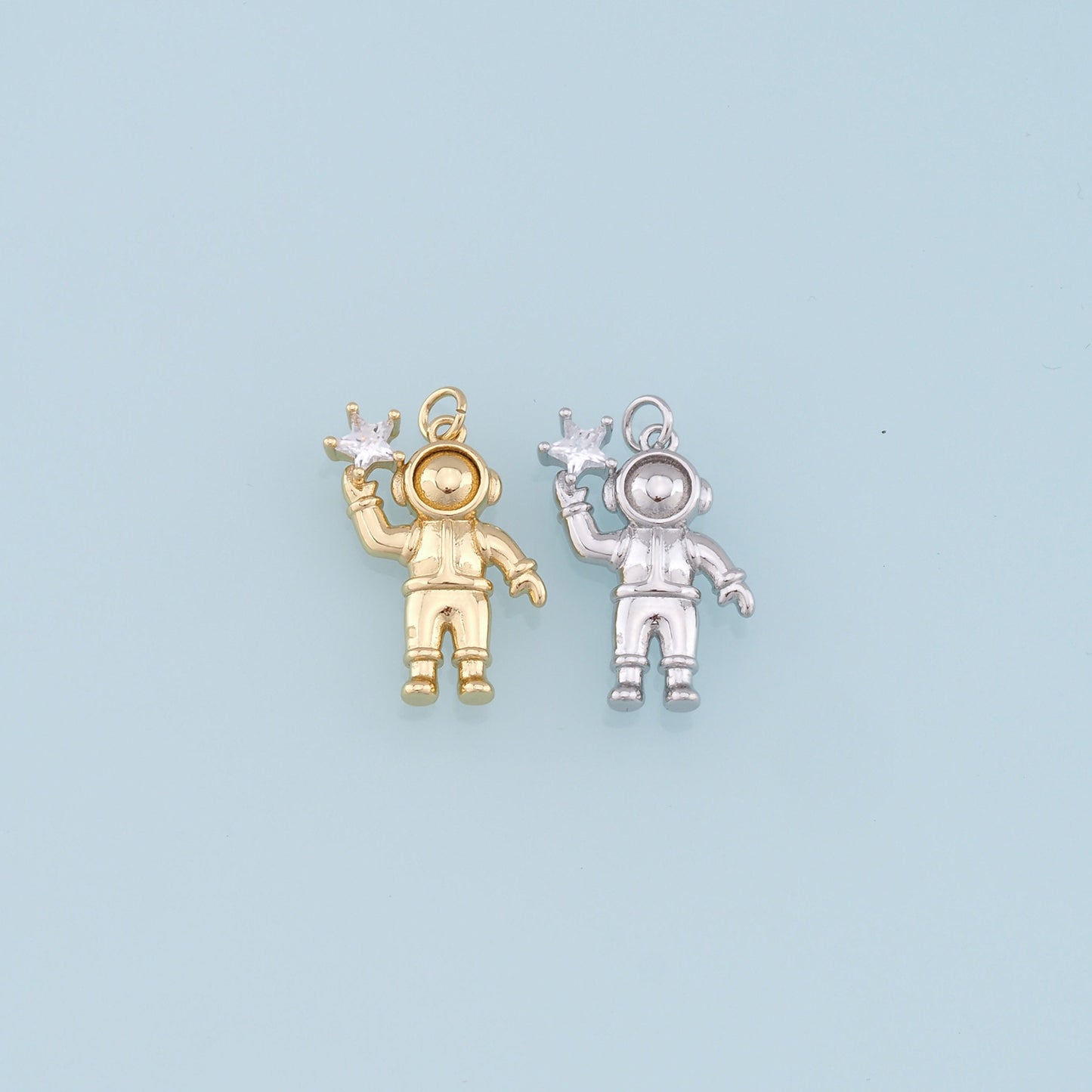 Gold Astronaut Charms,18K Gold Filled Astronaut Pendant,Astronaut Star Charm Bracelet Necklace for DIY Jewelry Making Supply
