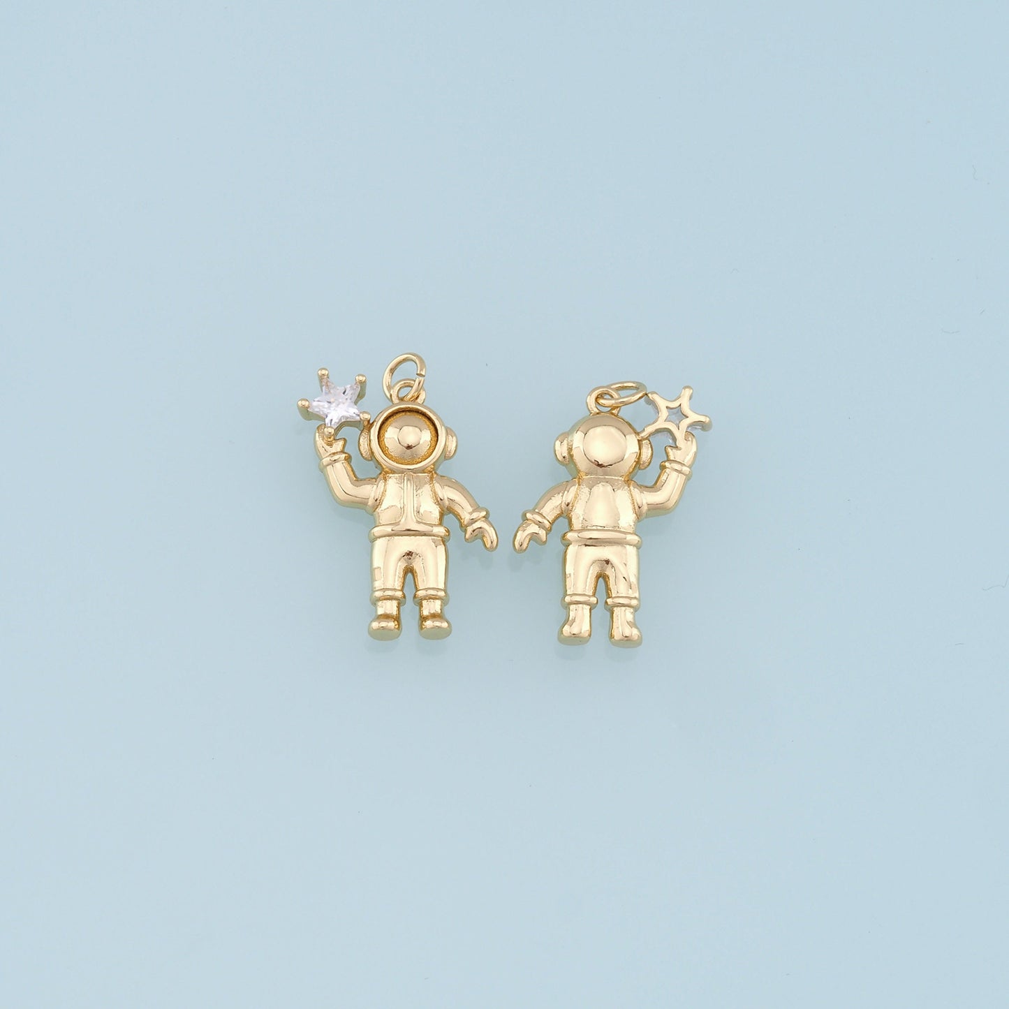 Gold Astronaut Charms,18K Gold Filled Astronaut Pendant,Astronaut Star Charm Bracelet Necklace for DIY Jewelry Making Supply
