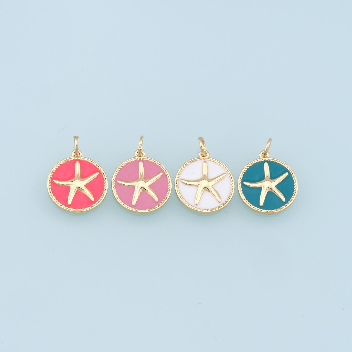 Gold Starfish Charms,18K Gold Filled Enamel Sea star Pendant,Starfish Charm Bracelet Necklace for DIY Jewelry Making Supply