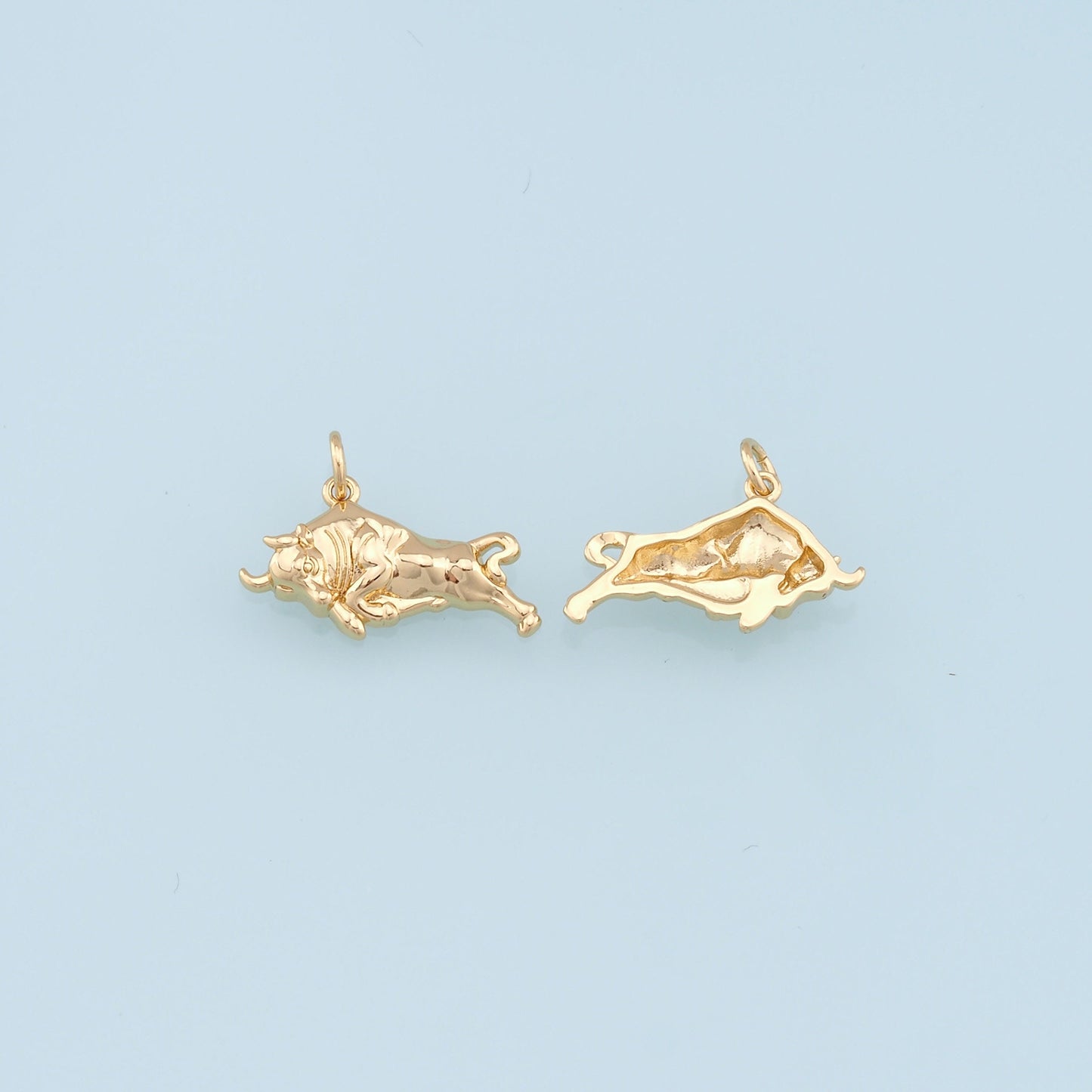 Gold Bull Charms,18K Gold Filled bull head Pendant,OX Charm Bracelet Necklace for DIY Jewelry Making Supply