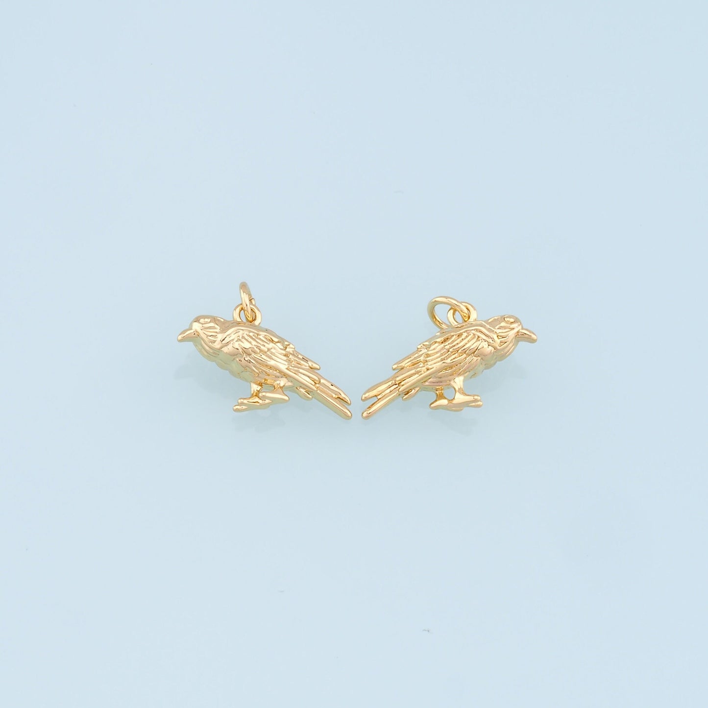 Gold Crow Charms,18K Gold Crow Pendant,Crow Charm Bracelet Necklace for DIY Jewelry Making Supply
