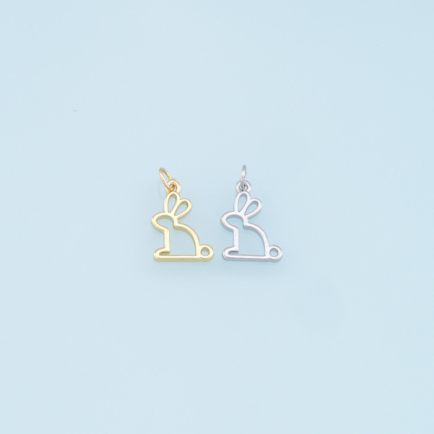 Gold Rabbit Charms,18K Gold Filled Rabbit Pendant,Animal Charm Bracelet Necklace for DIY Jewelry Making Supply