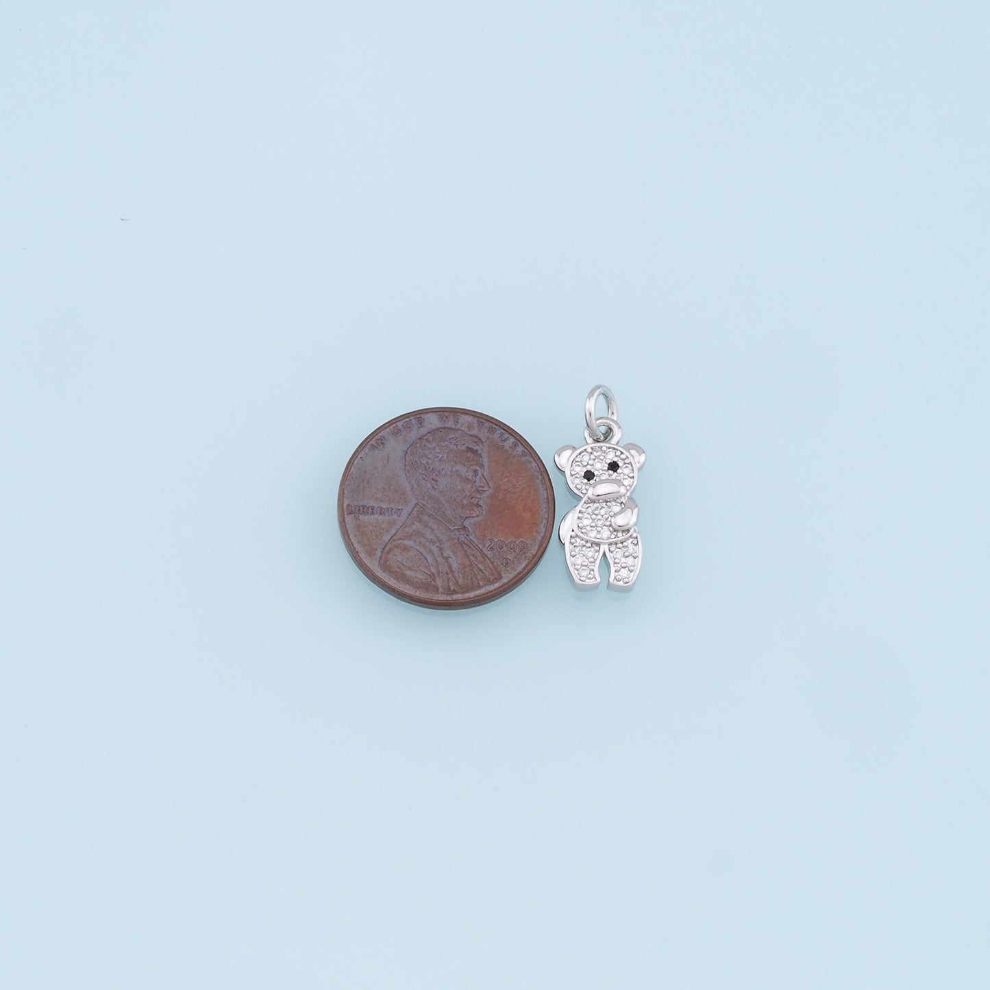 Gold Bear Charms,18K Gold Filled CZ Micro Pave Bear Pendant, Cute Bear Charm Bracelet Necklace for DIY Jewelry Making Supply