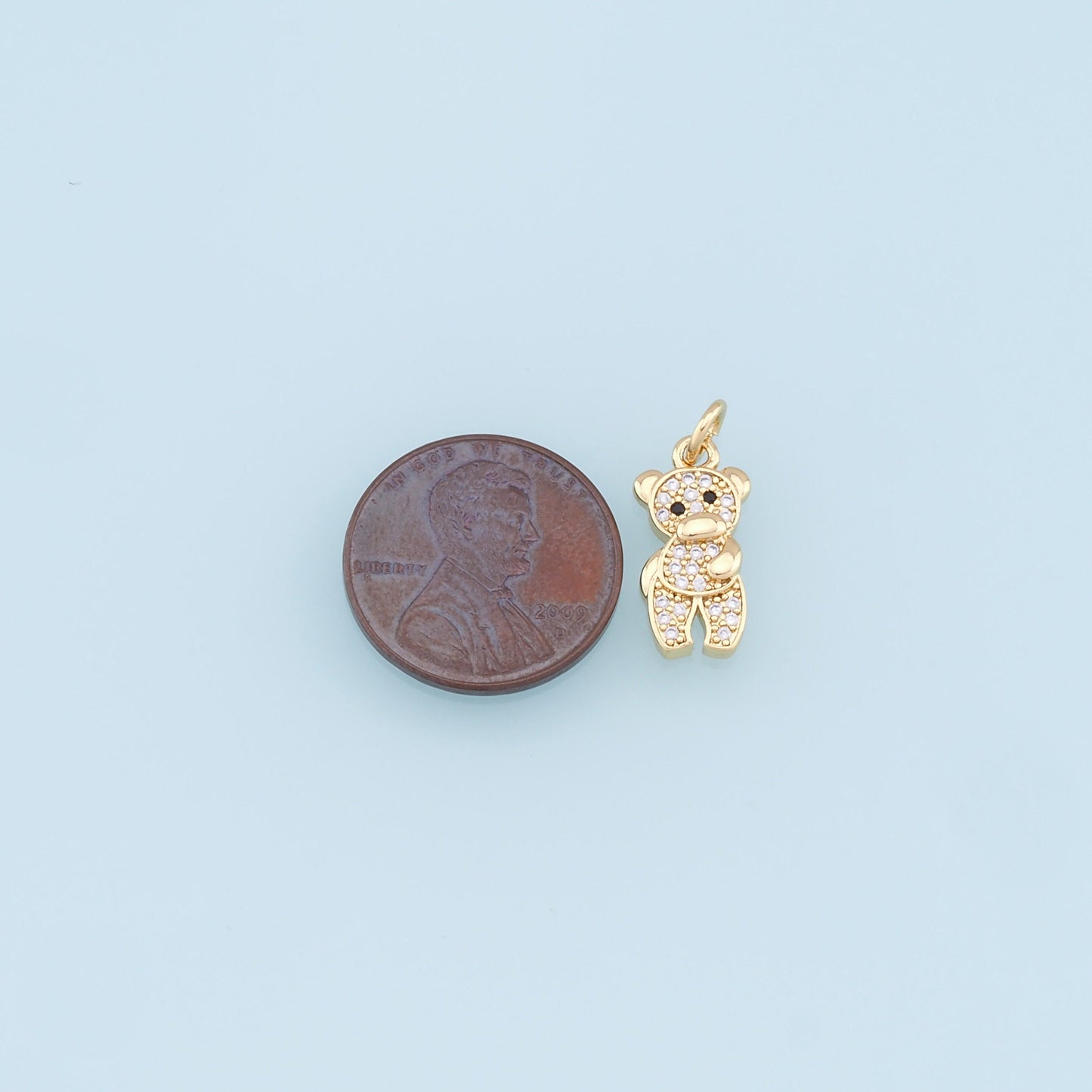 Gold Bear Charms,18K Gold Filled CZ Micro Pave Bear Pendant, Cute Bear Charm Bracelet Necklace for DIY Jewelry Making Supply
