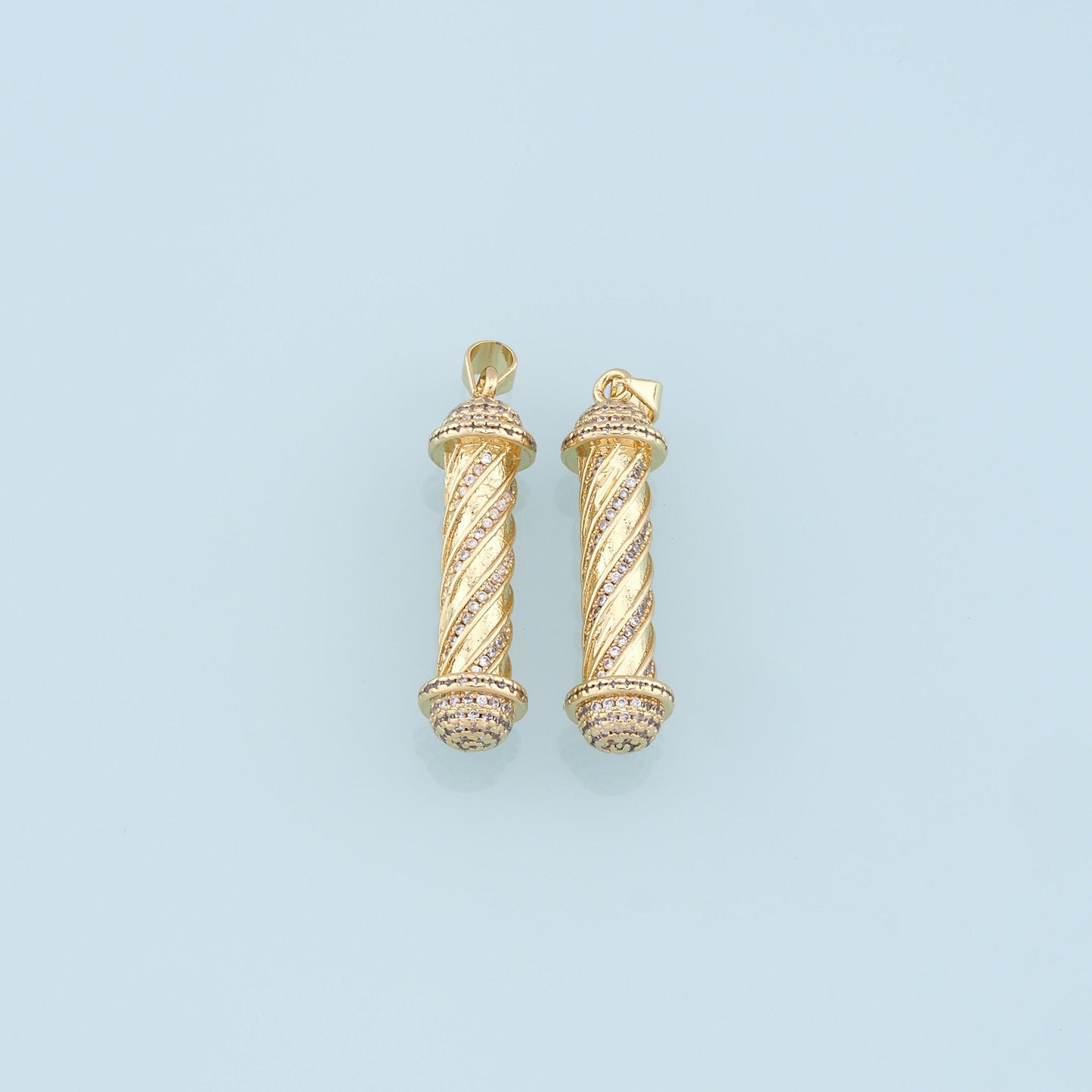 Gold Barber Charms,18K Gold Filled Barber Pendant,CZ Micro Pave Barber Charm Bracelet Necklace for DIY Jewelry Making Supply
