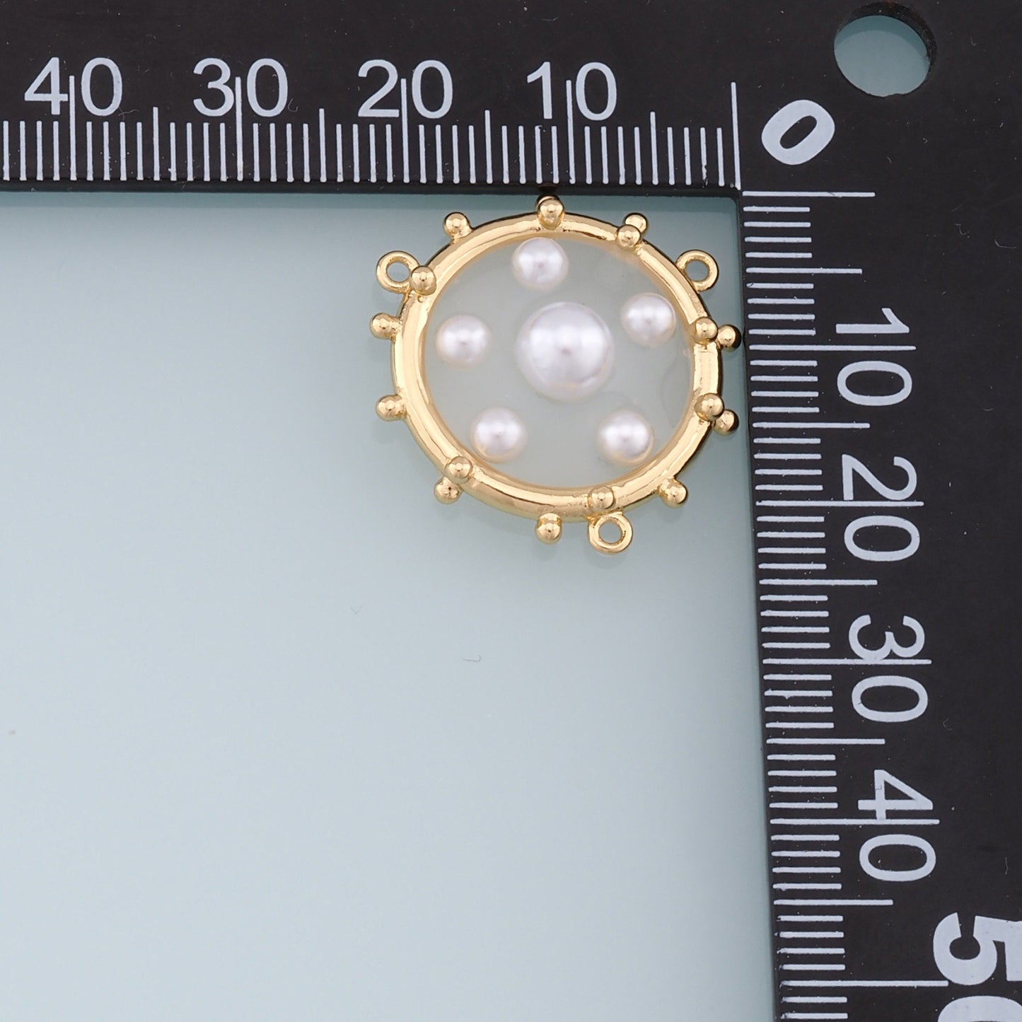 Gold Round Pearl Connector Charms,18K Gold Filled Clear Enamel Round Pendant,Round Charm Bracelet Necklace for DIY Jewelry Making Supply