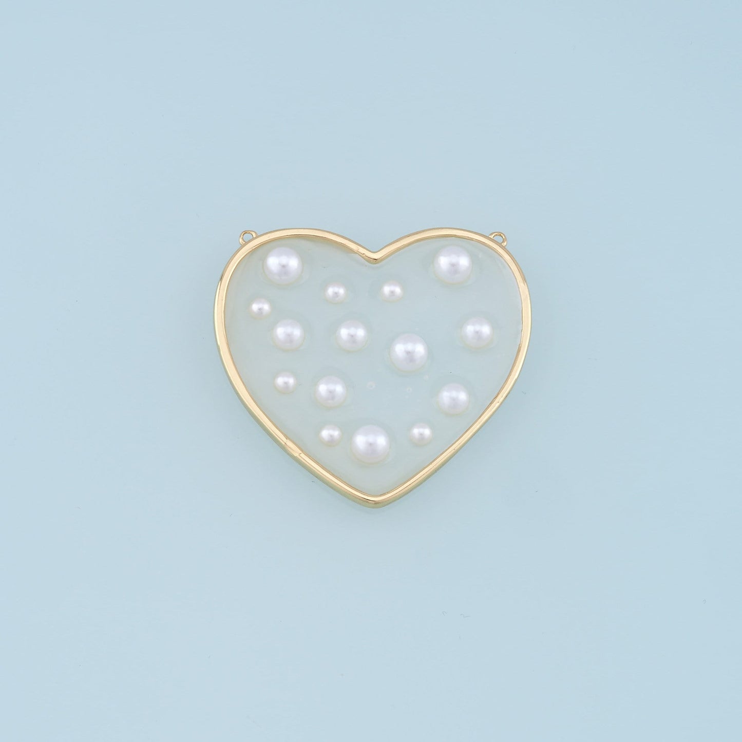 Gold Heart Pearl Connector Charms,18K Gold Filled Clear Enamel Heart Pendant,Heart Charm Bracelet Necklace for DIY Jewelry Making Supply