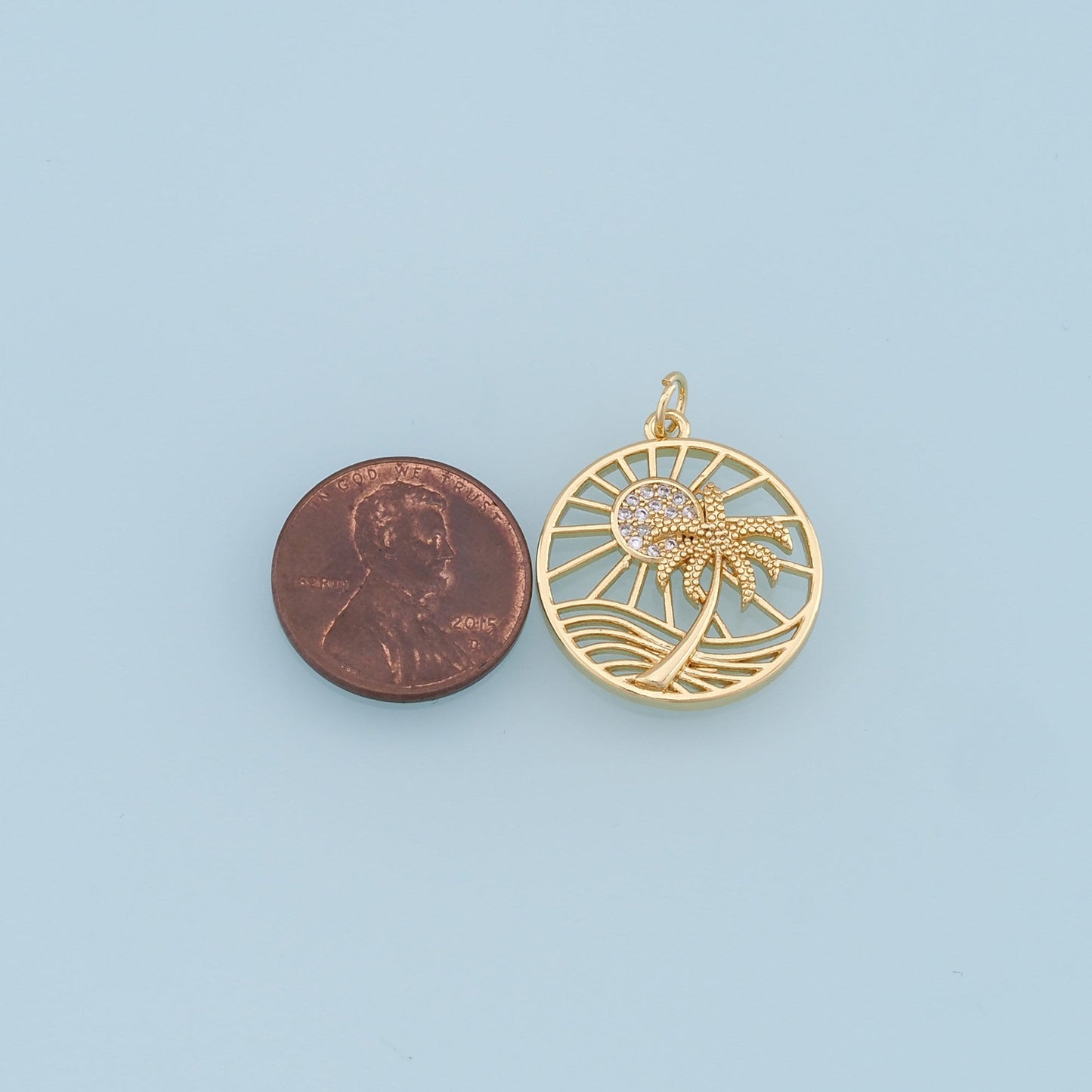 Gold Palm Tree Charms,18K Gold Filled Palm tree Pendant,Summer coconut tree Charm Bracelet Necklace for DIY Jewelry Making Supply