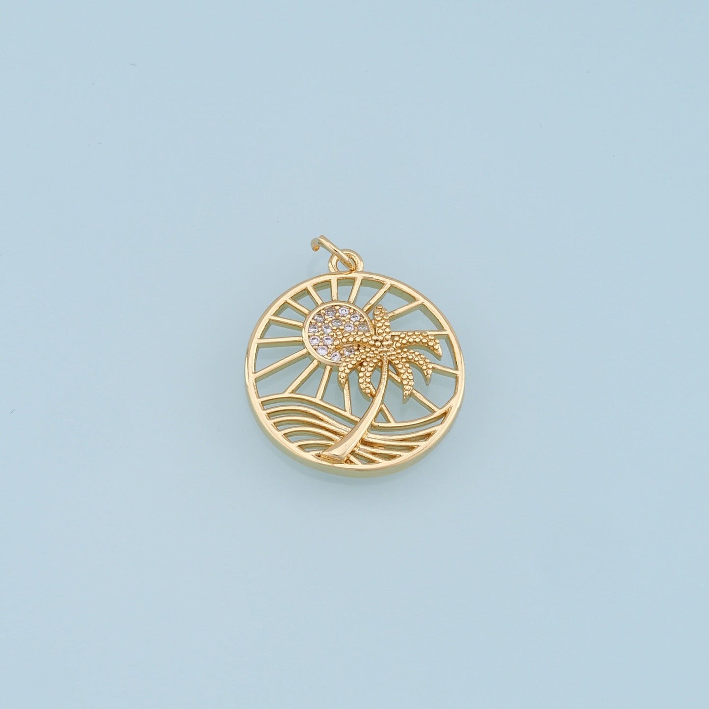 Gold Palm Tree Charms,18K Gold Filled Palm tree Pendant,Summer coconut tree Charm Bracelet Necklace for DIY Jewelry Making Supply