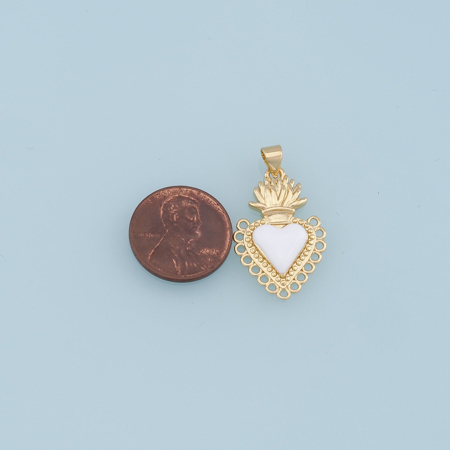 Gold Sacred Heart Charms,18K Gold Filled Enamel Sacred Heart Pendant,Sacred Heart Charm Bracelet Necklace for DIY Jewelry Making Supply