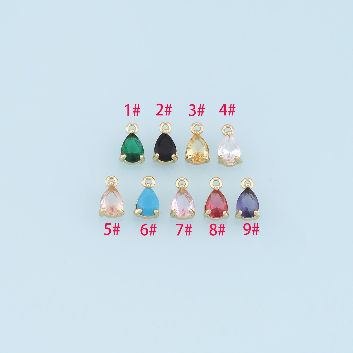 Gold Teardrop Crystal Charm,18K Gold Filled Crystal Pendant Bracelet Necklace for DIY Jewelry Making Supply 6mm