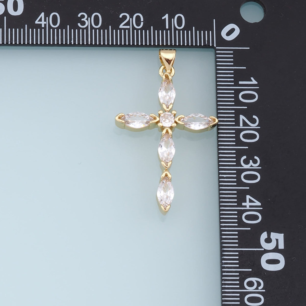 Gold Cross Charms,18K Gold Filled Cross Pendant,Cross Crystal Charm Bracelet Necklace for DIY Jewelry Making Supply
