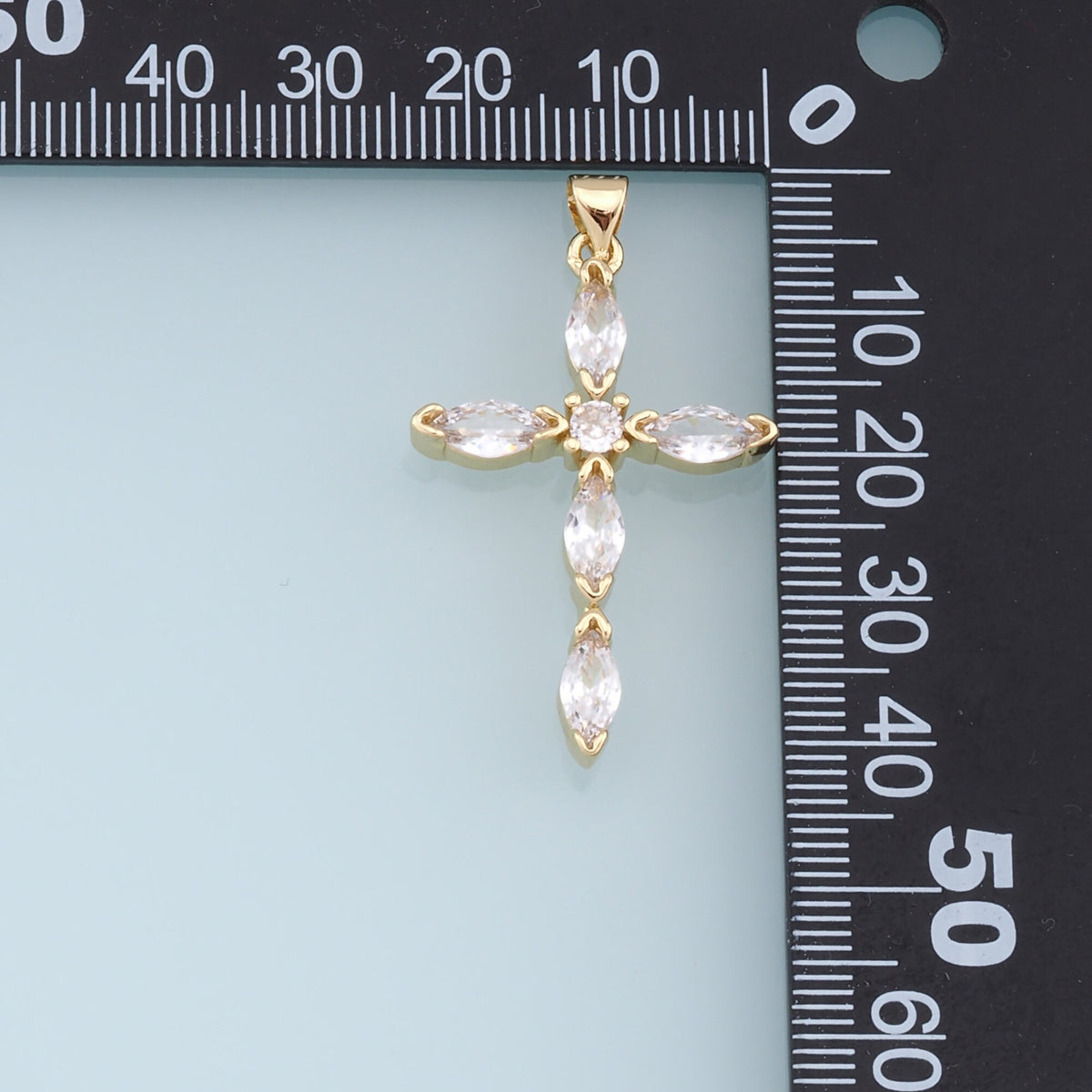 18K Gold Filled Crystal Cross Charm Pendant for Jewelry Making