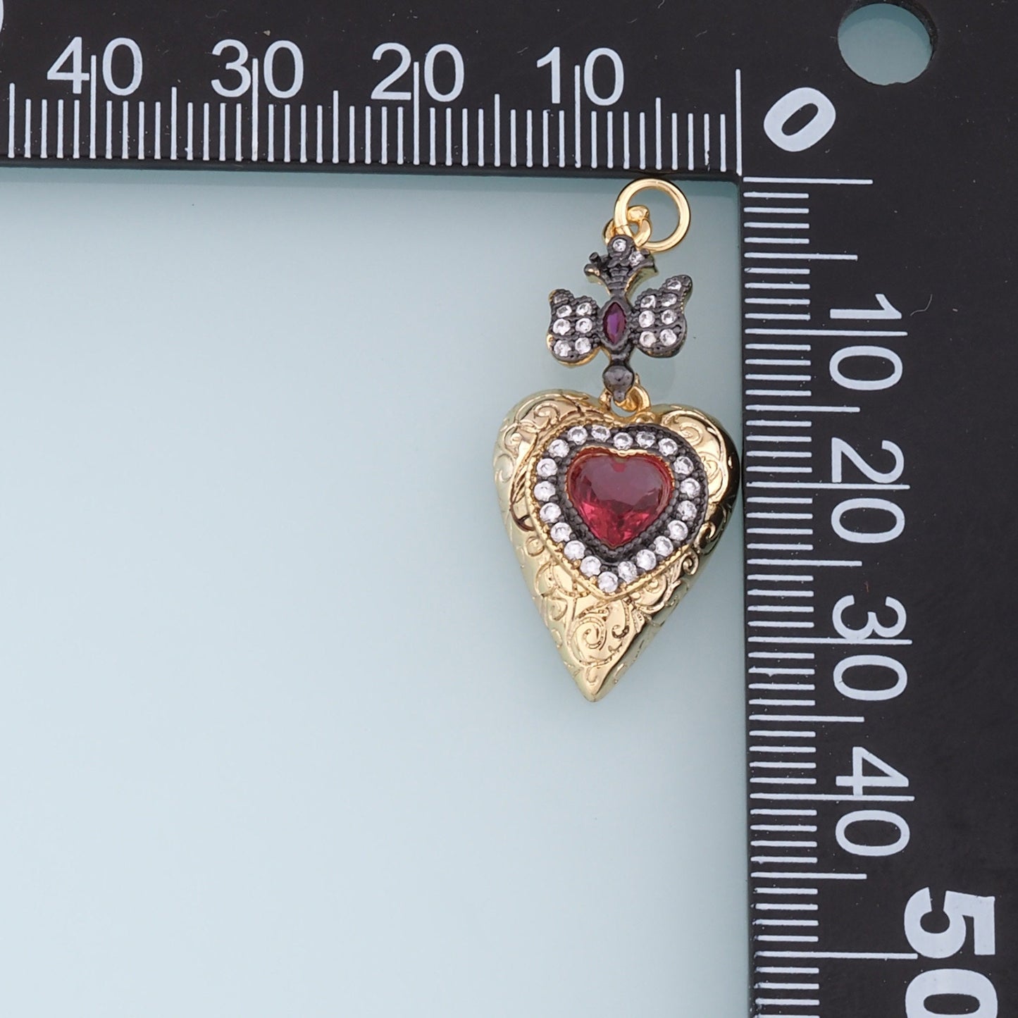 Gold Heart Charms,18K Gold Filled Heart Pendant,Cross Charm Bracelet Necklace for DIY Jewelry Making Supply