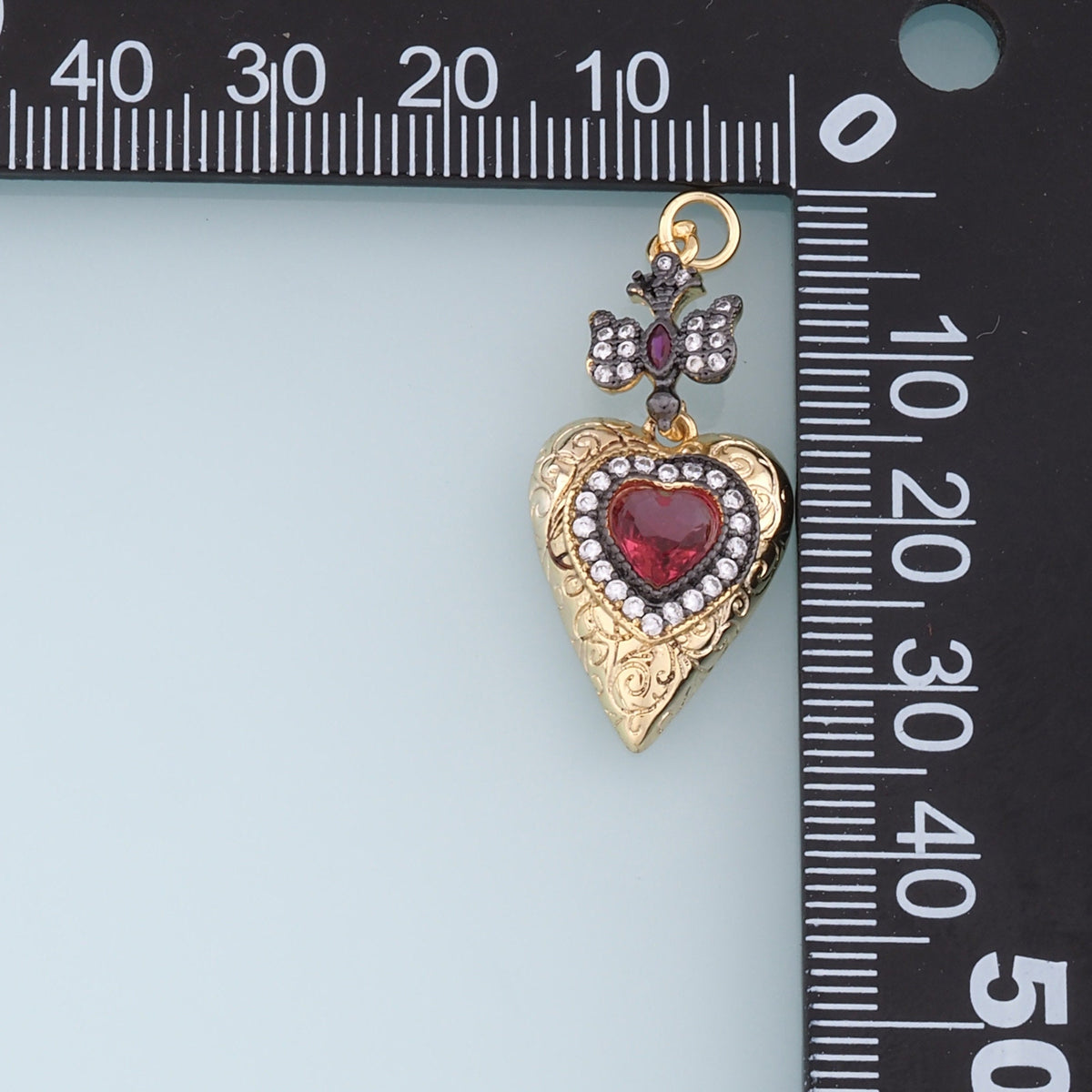 Gold Heart Charms,18K Gold Filled Heart Pendant,Cross Charm Bracelet Necklace for DIY Jewelry Making Supply