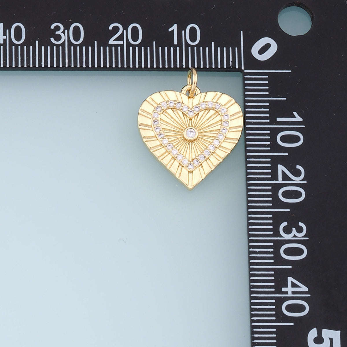 18K Gold Filled Cubic Zirconia Heart Charm Pendant for Jewelry Making