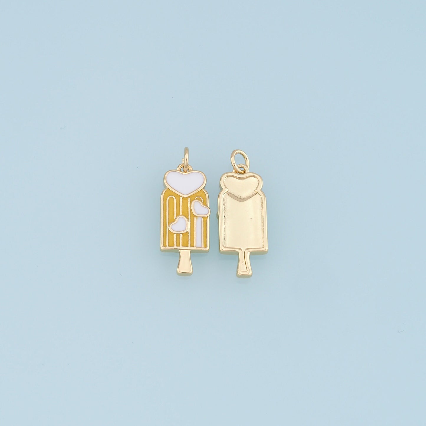 Ice Cream Charms,18K Gold Filled Enamel Ice Cream Pendant,Cute Ice Cream Heart Charm Bracelet Necklace for DIY Jewelry Making Supply