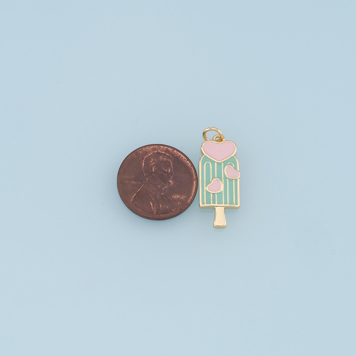 Ice Cream Charms,18K Gold Filled Enamel Ice Cream Pendant,Cute Ice Cream Heart Charm Bracelet Necklace for DIY Jewelry Making Supply