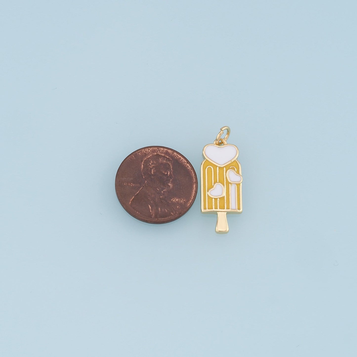 Ice Cream Charms,18K Gold Filled Enamel Ice Cream Pendant,Cute Ice Cream Heart Charm Bracelet Necklace for DIY Jewelry Making Supply
