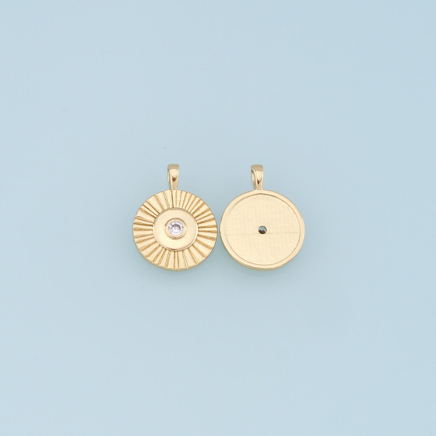 Gold Sun Charms,18K Gold Filled Round Pendant,Round Charm Bracelet Necklace for DIY Jewelry Making Supply