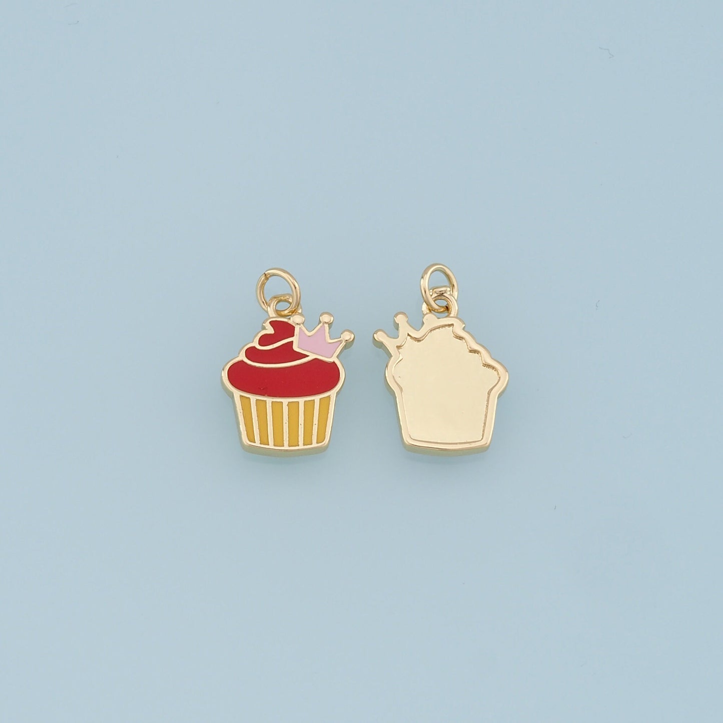 Gold Cake Charms,18K Gold Filled Enamel Cake Pendant,Cute Cake Charm Bracelet Necklace for DIY Jewelry Making Supply