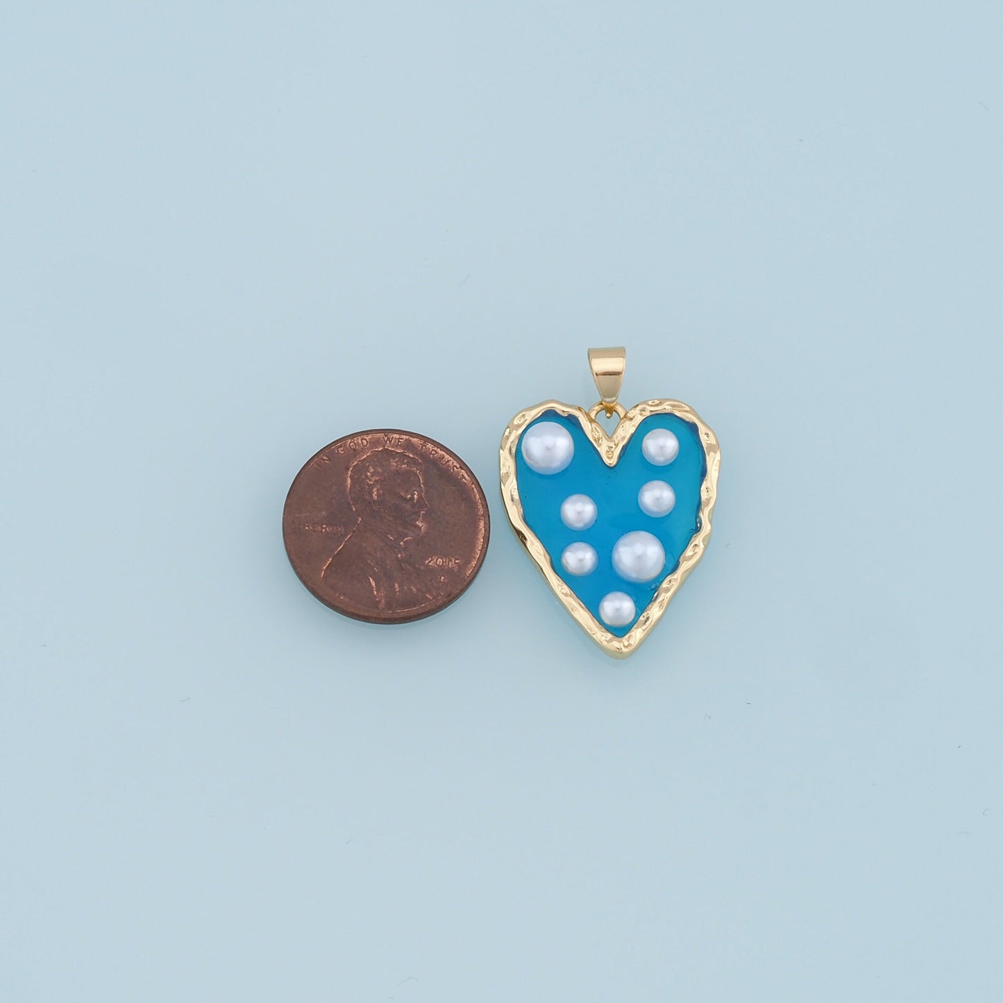 Gold Heart Pearl Charms,18K Gold Filled Clear Enamel Heart Pendant,Color Heart Charm Bracelet Necklace for DIY Jewelry Making Supply