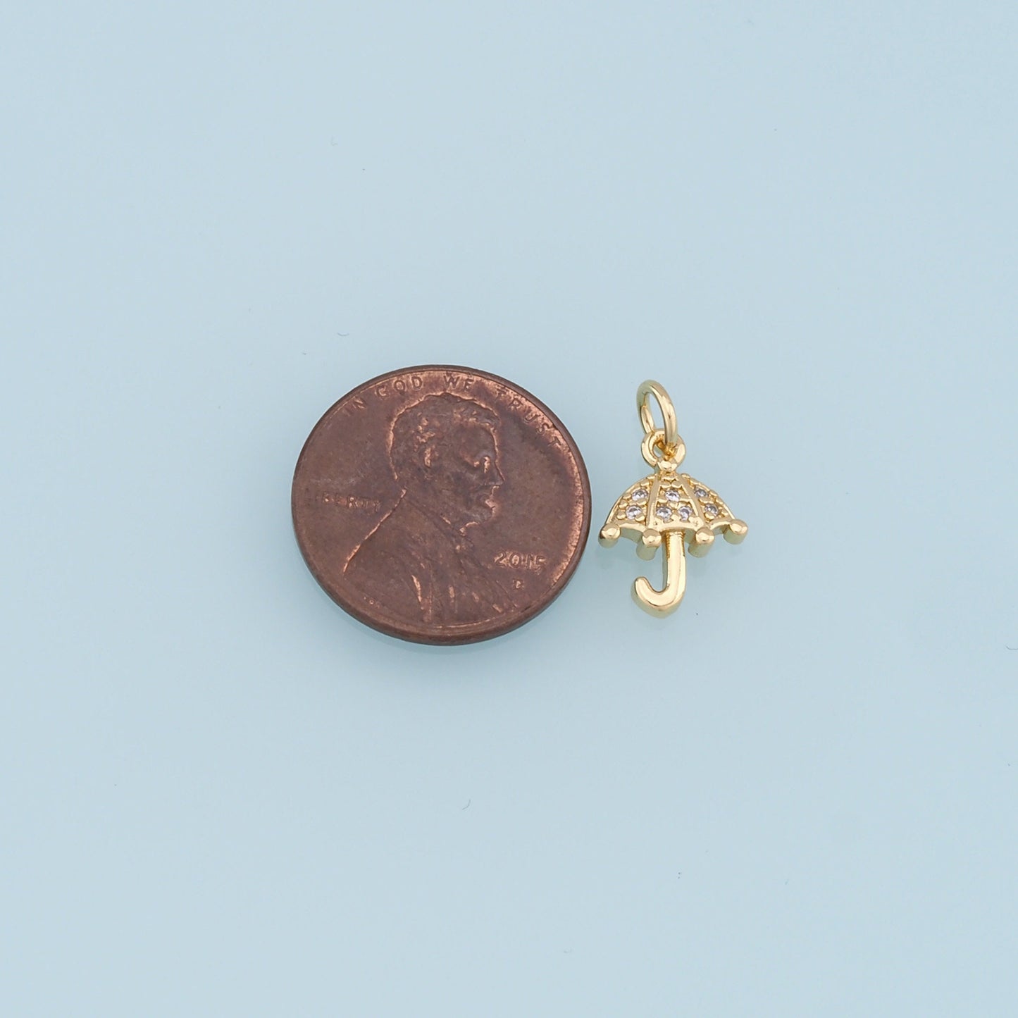 Gold Umbrella Charms,18K Gold Filled Umbrella Pendant,CZ Micro Pave Umbrella Charm Bracelet Necklace for DIY Jewelry Making Supply