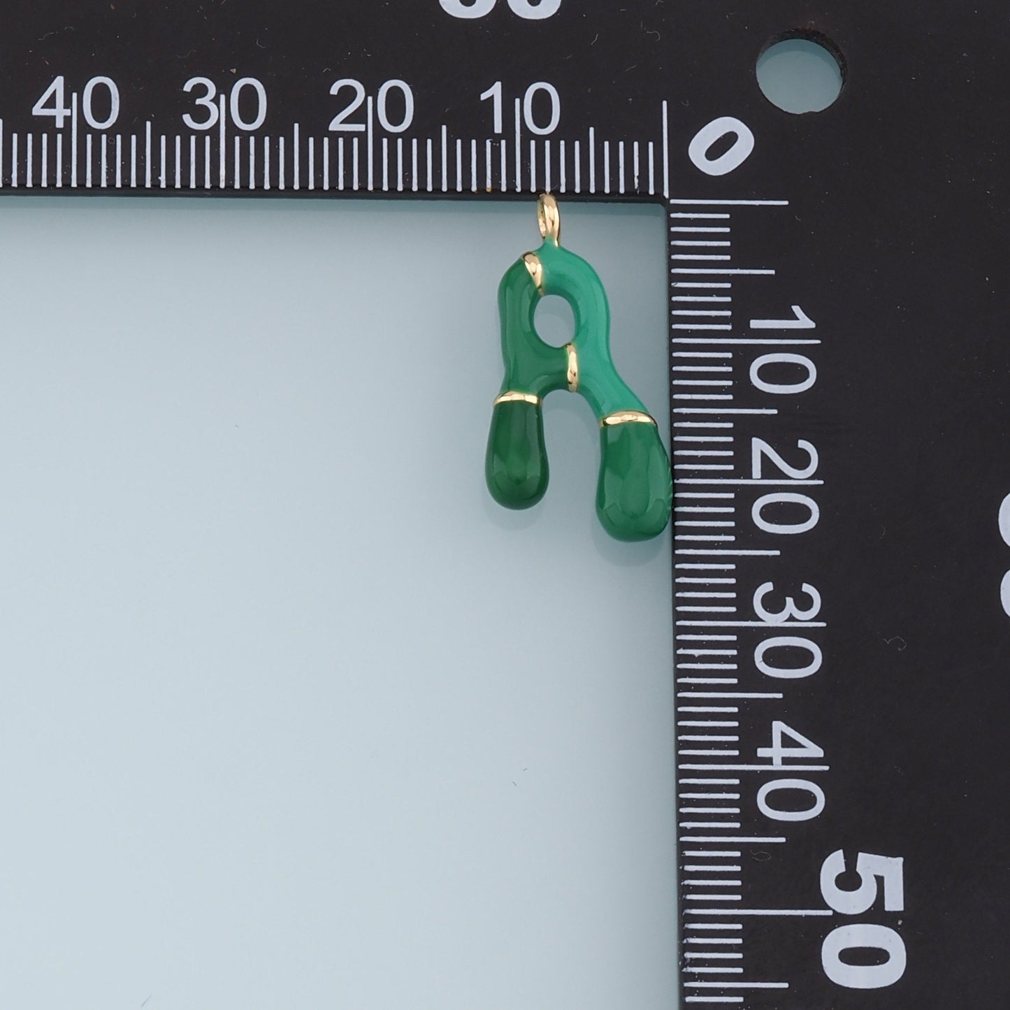 Gold letter Charms,18K Gold Filled Enamel letter Pendant,Green initial Charm Bracelet Necklace for DIY Jewelry Making Supply