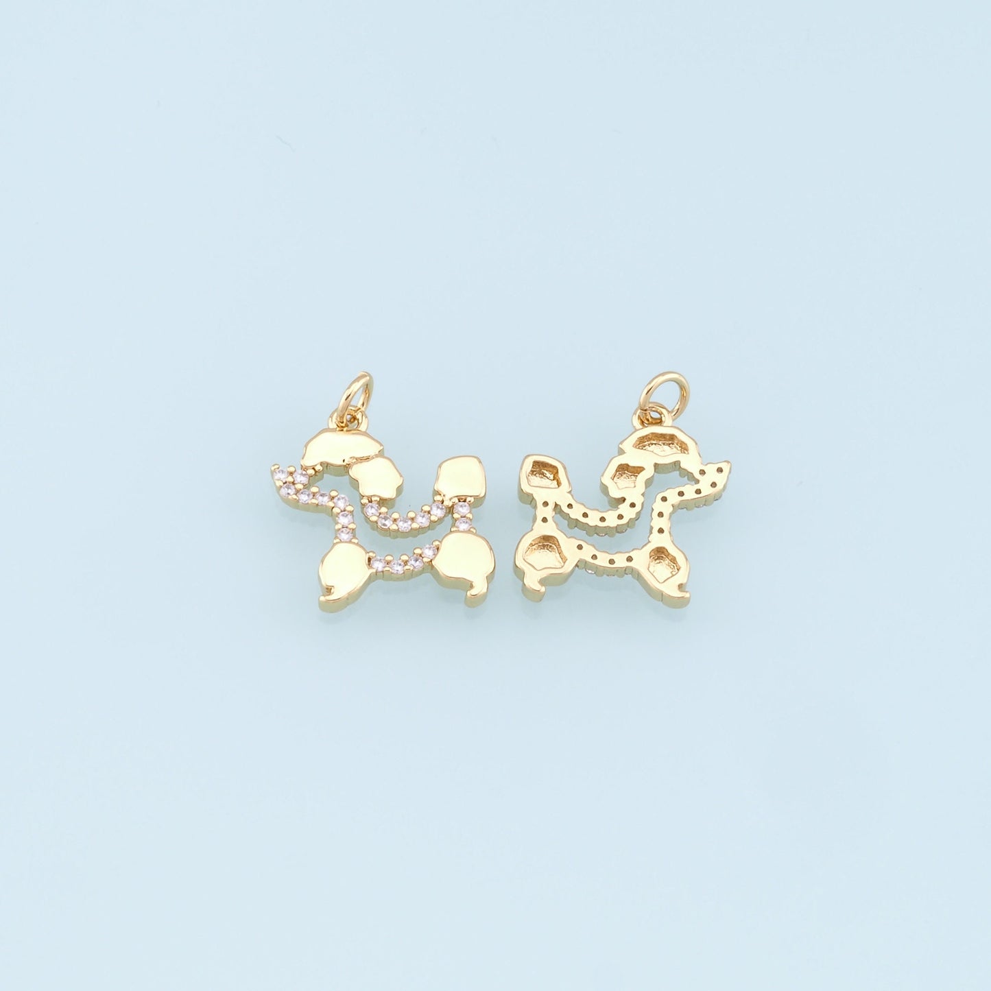Gold Dog Charms,18K Gold Filled CZ Micro Pave Dog Pendant,Cute Dog Charm Bracelet Necklace for DIY Jewelry Making Supply