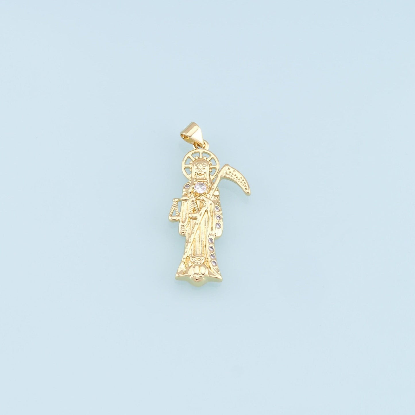 Gold Grim Reaper Charms,18K Gold Filled Grim Reaper Pendant,Religion Charm Bracelet Necklace for DIY Jewelry Making Supply