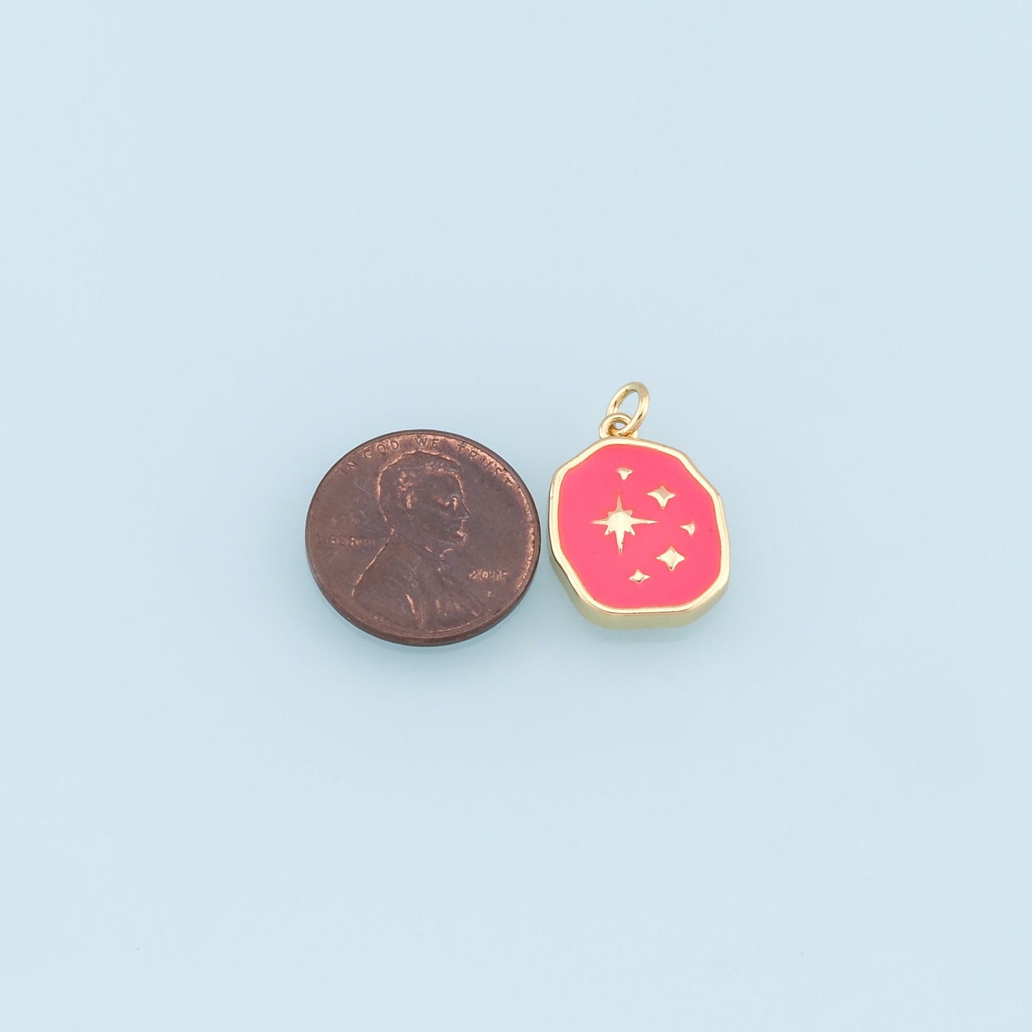 Gold Star Charms,18K Gold Filled Starburst Pendant,Enamel North Star Charm Bracelet Necklace for DIY Jewelry Making Supply