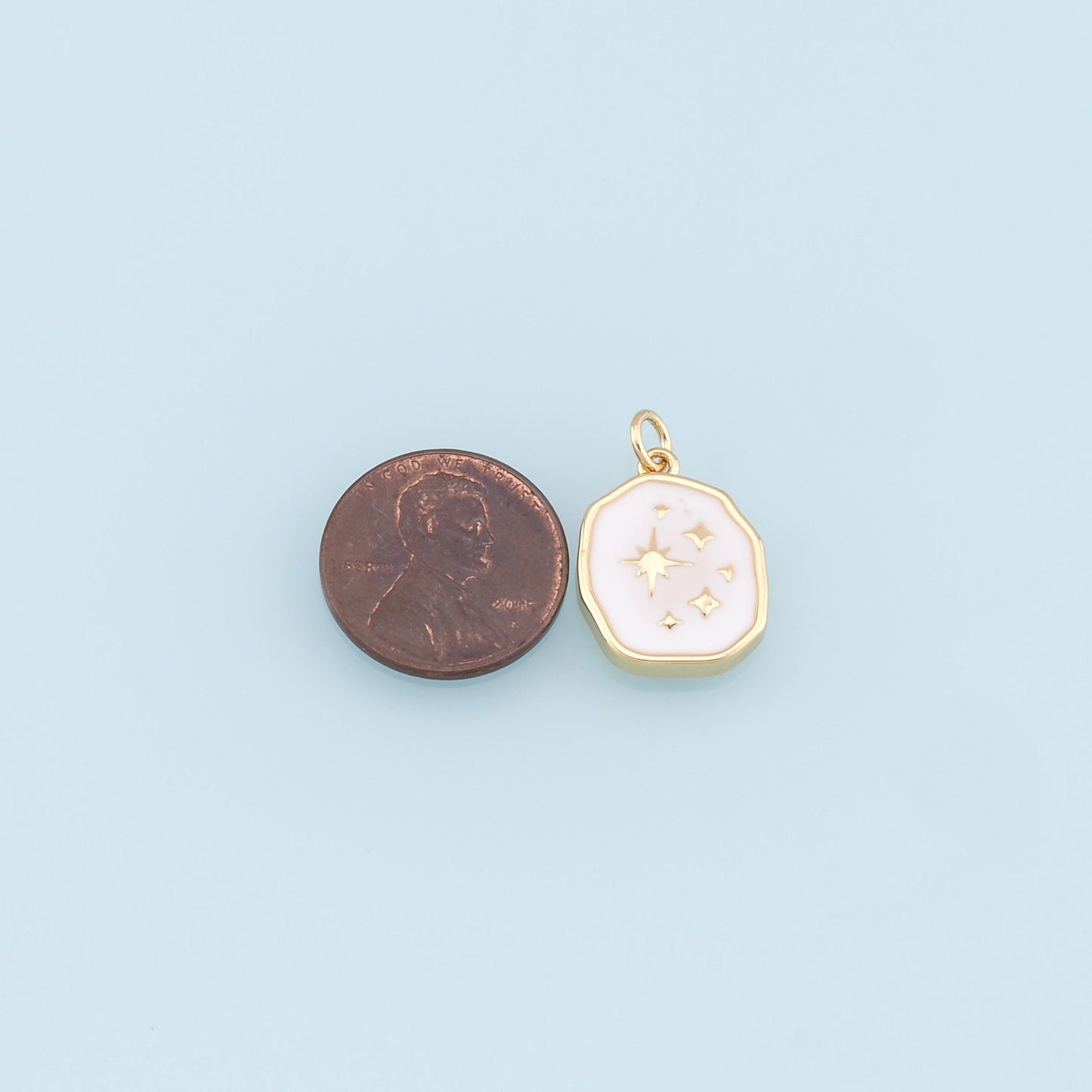 Gold Star Charms,18K Gold Filled Starburst Pendant,Enamel North Star Charm Bracelet Necklace for DIY Jewelry Making Supply